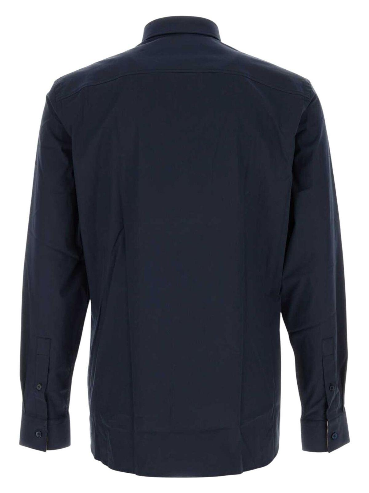 Burberry Men's Navy Stretch Poplin Shirt in Blue