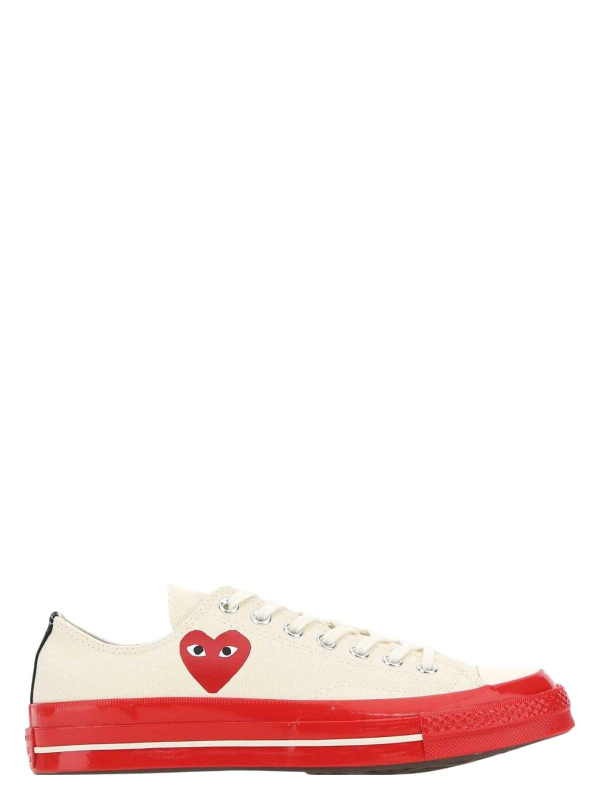 Comme Des GarÃ§ons Play Comme Des Garçons Play Ivory Canvas X Converse Sneakers in White
