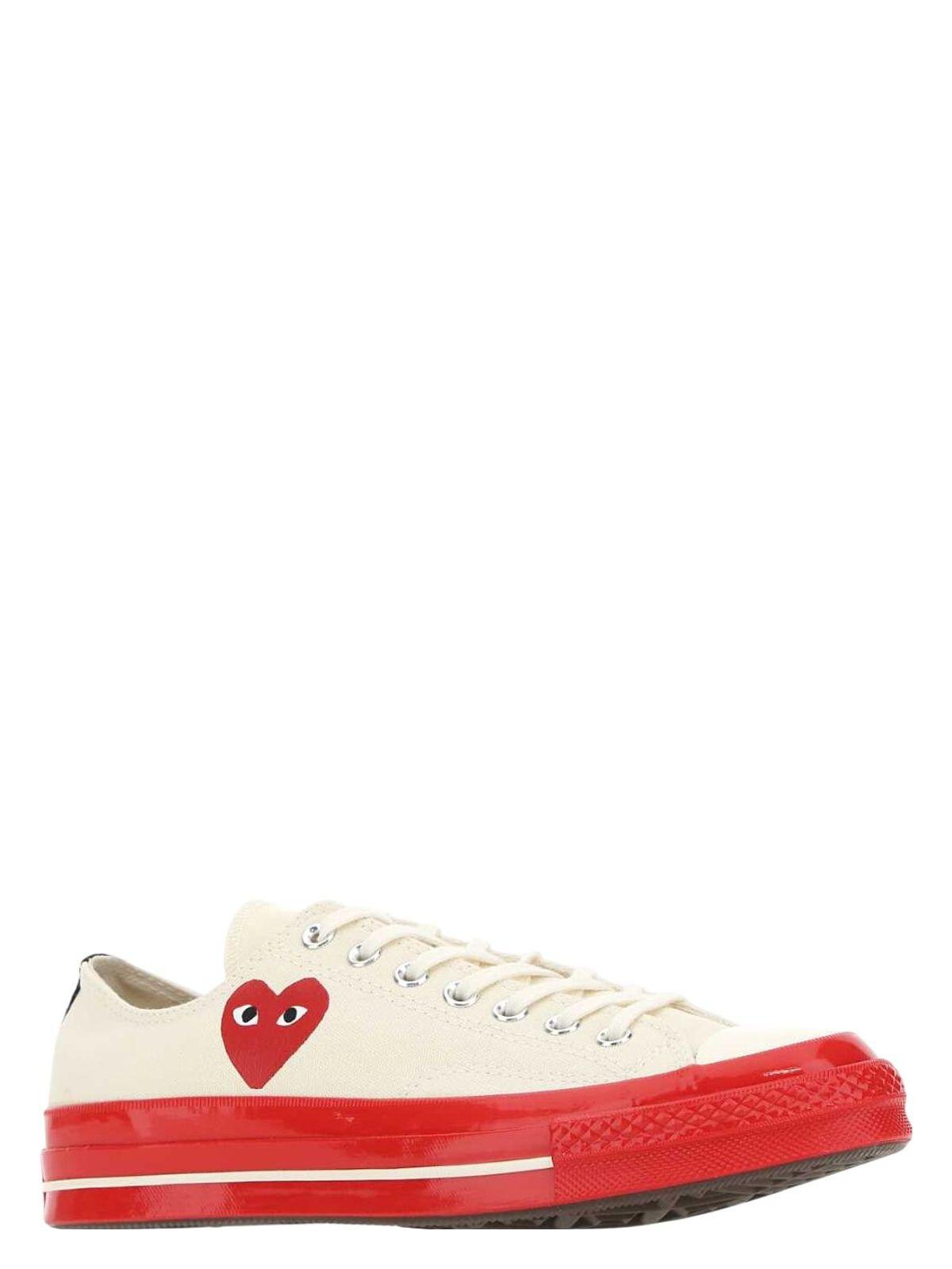 Comme Des GarÃ§ons Play Comme Des Garçons Play Ivory Canvas X Converse Sneakers in White