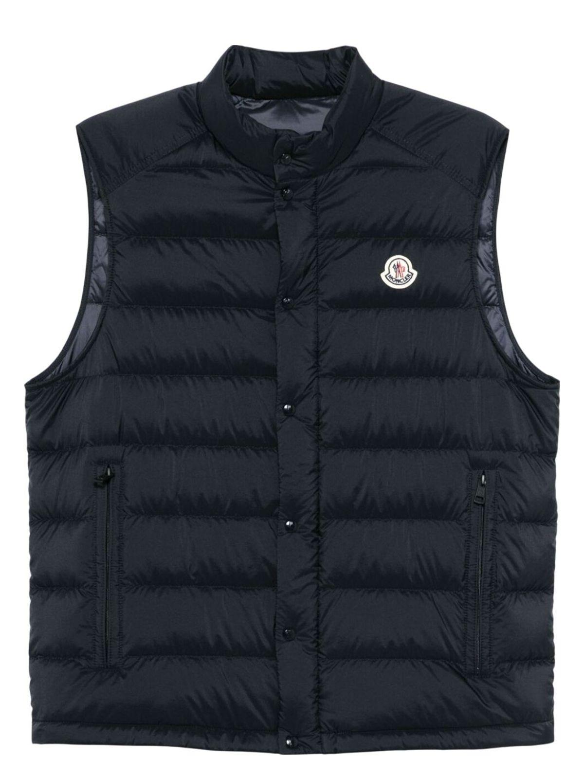 Moncler Men's Sleek 100% Polyamide Jacket and Midnight Nylon Barthe Vest in Blue