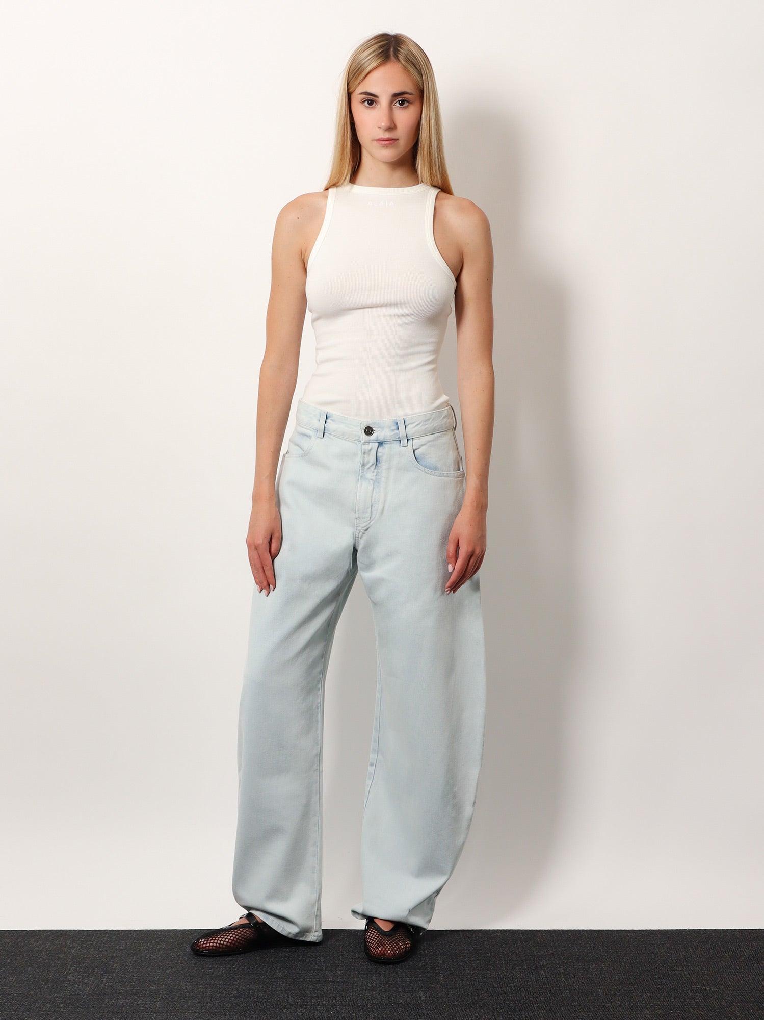 ALAÏA Halter Cotton and Viscose Bodysuit and Ribbed Knit Tank Bodysuit