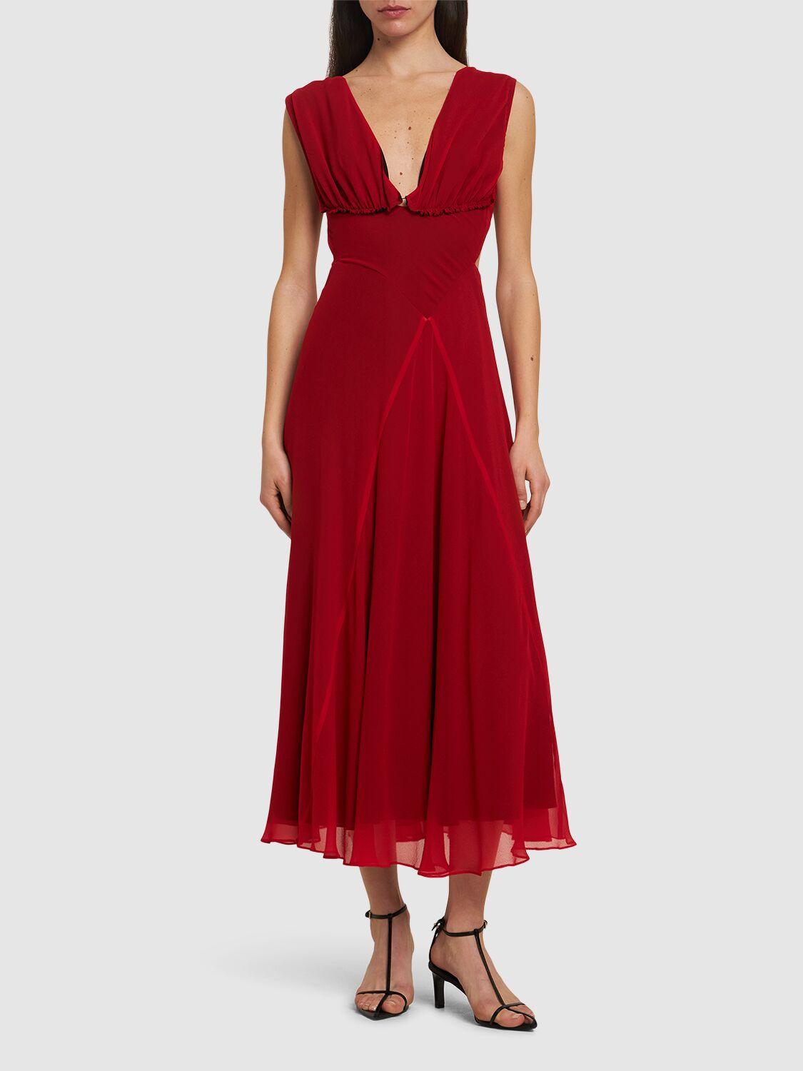 YOHJI YAMAMOTO Chiffon Cutout Midi Dress