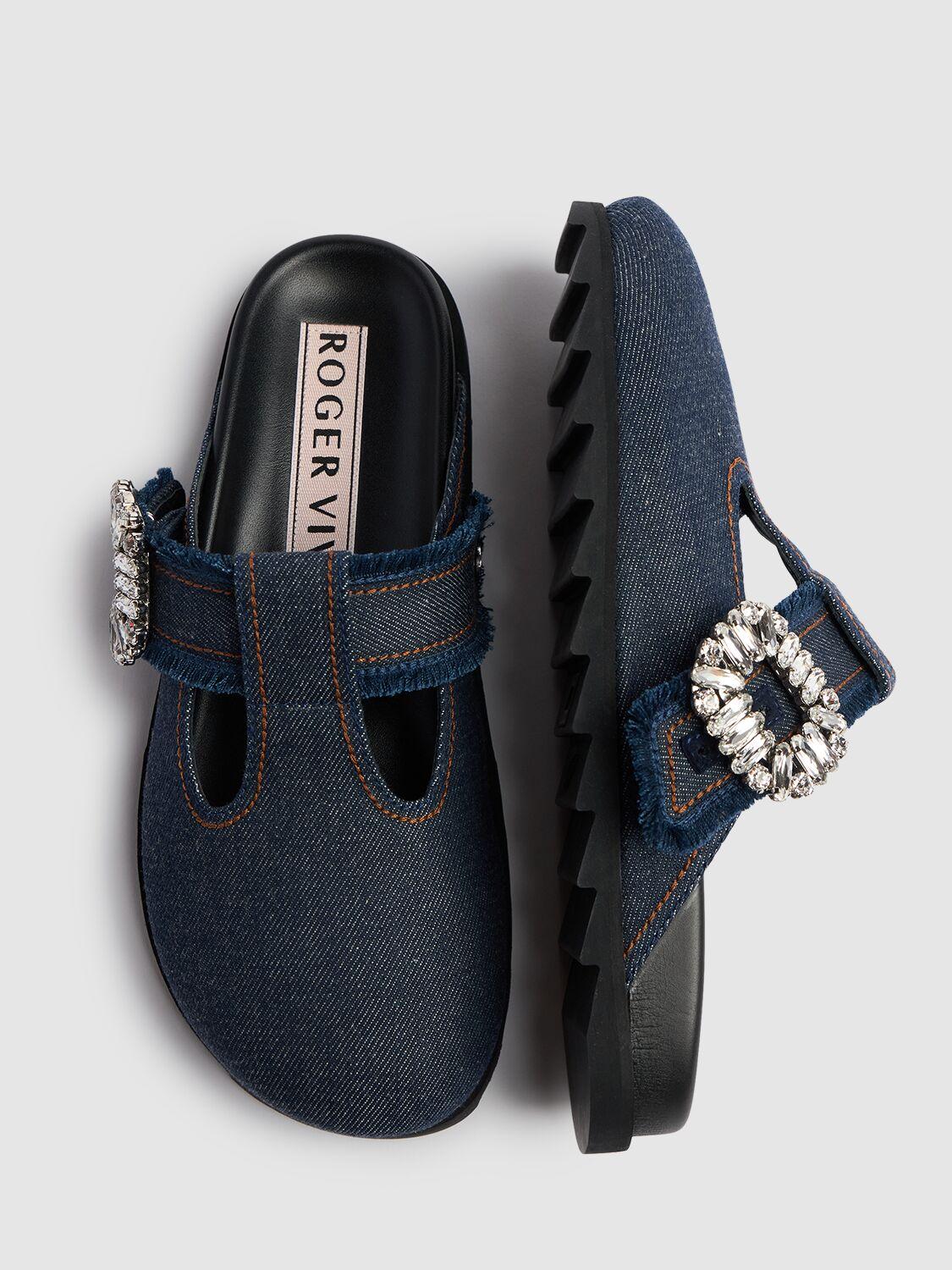 ROGER VIVIER Slidy Viv Denim Mules