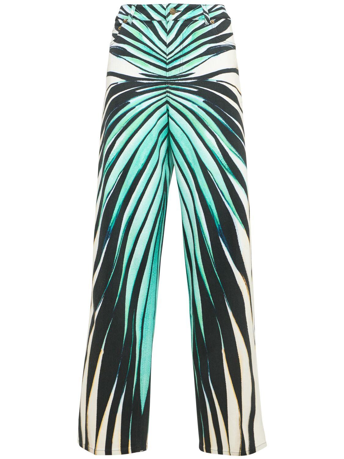ROBERTO CAVALLI Ray Of Sea Printed Stretch Cotton Pants