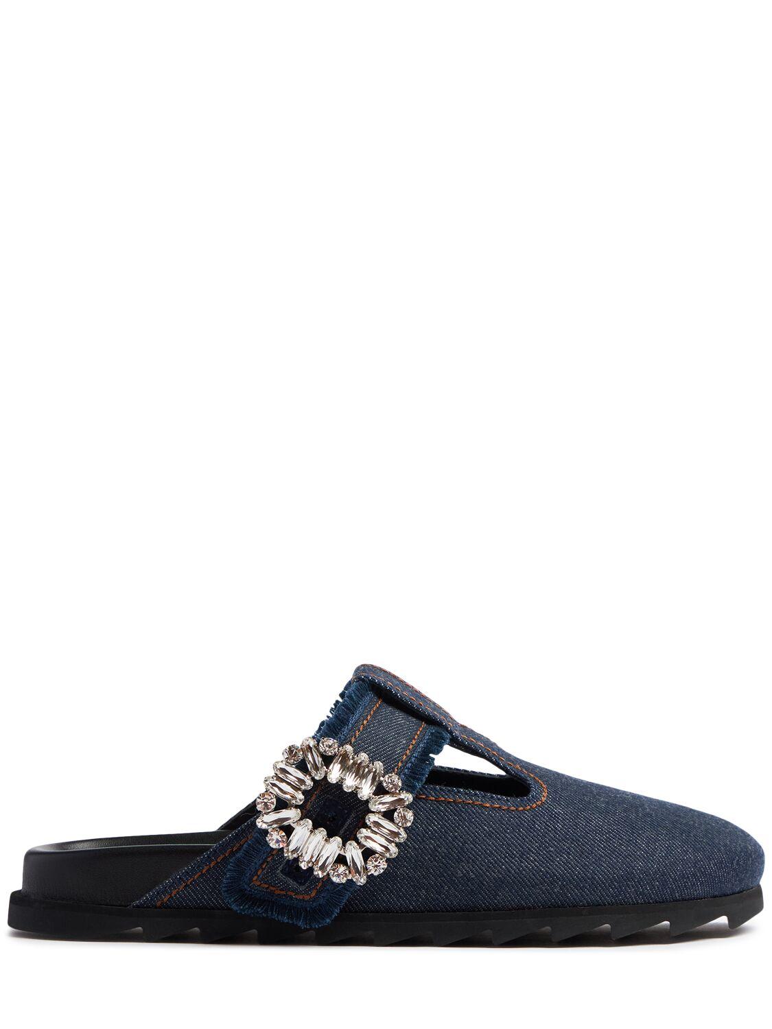 ROGER VIVIER Slidy Viv Denim Mules