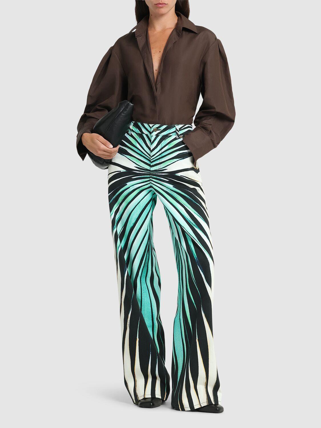 ROBERTO CAVALLI Ray Of Sea Printed Stretch Cotton Pants