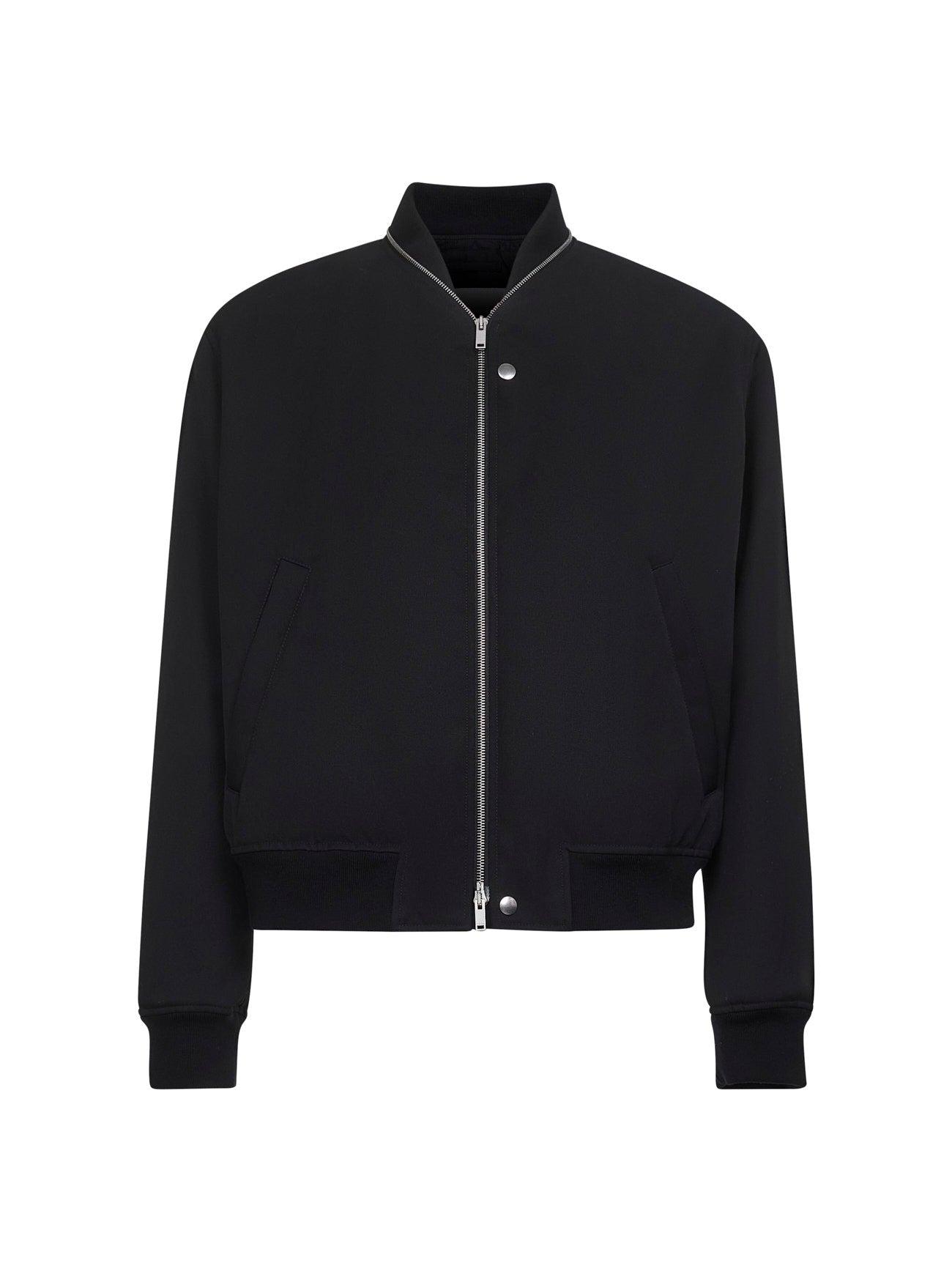 JIL SANDER Black Wool Gabardine Bomber Jacket