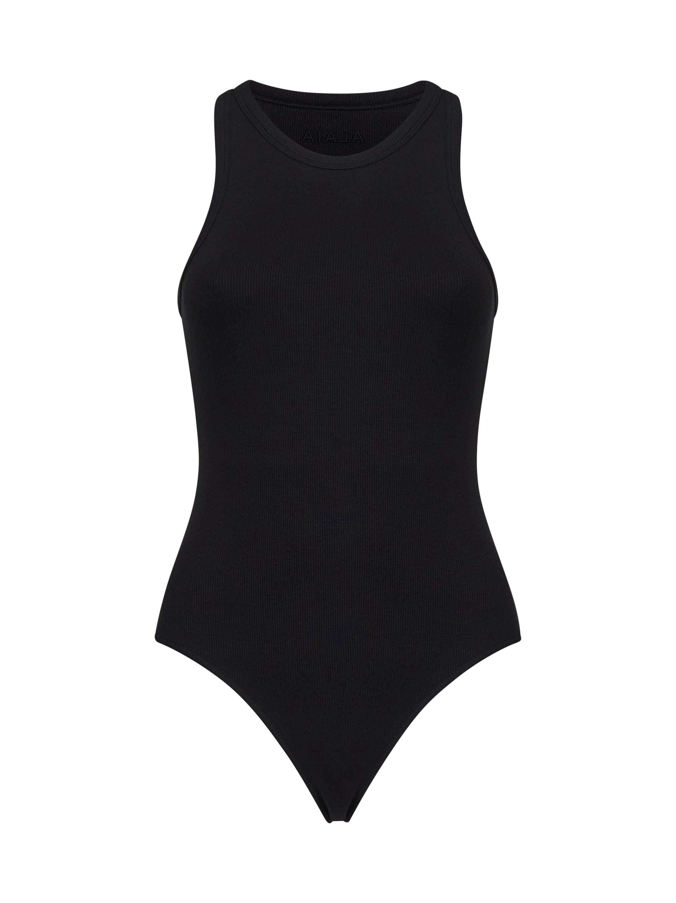 ALAÏA Black ribbed knit tank bodysuit