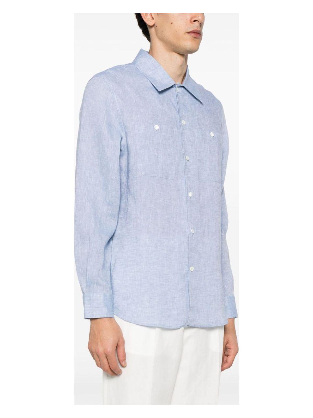 Brunello Cucinelli Men's Linen Shirt in Clear Blue