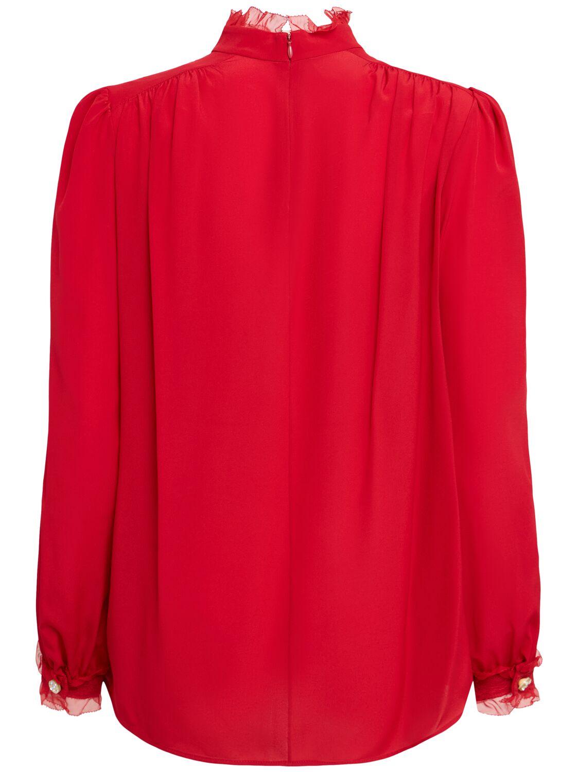 VALENTINO Crepe De Chine Lace Shirt