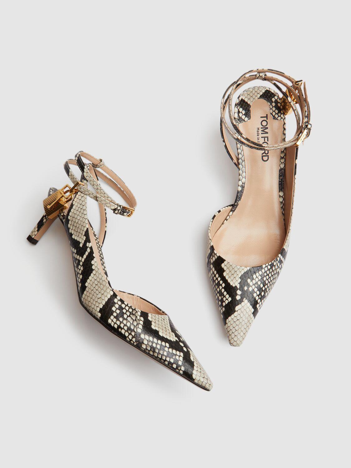 TOM FORD Padlock Python Print Leather Pumps