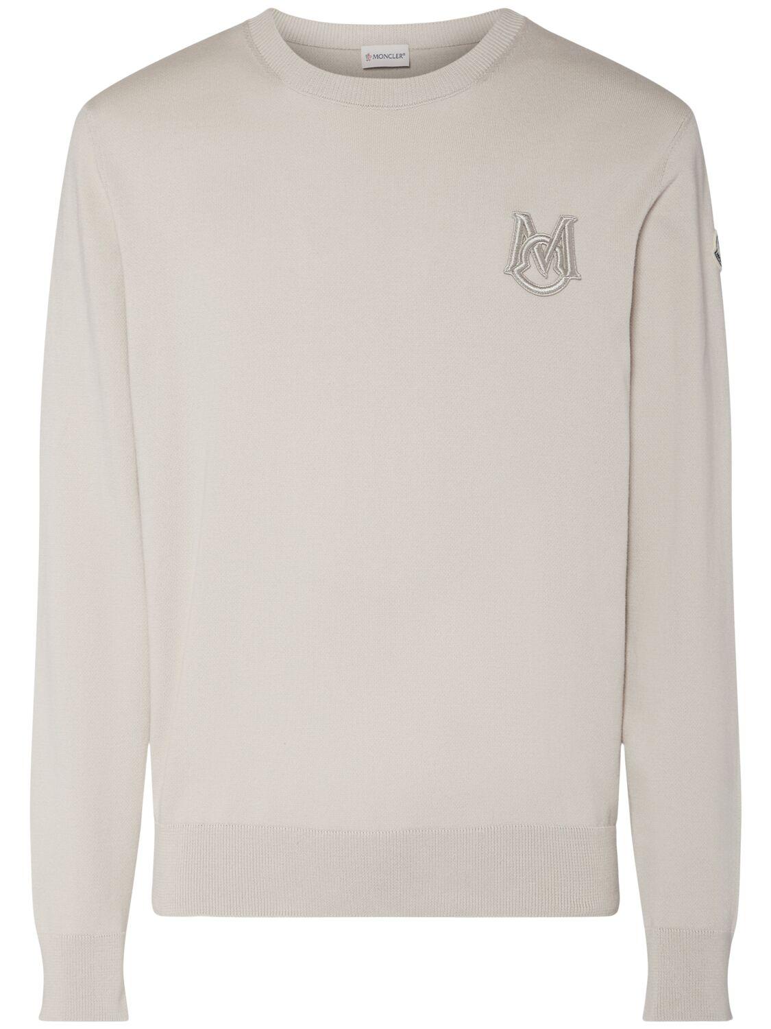 MONCLER Embroidered Monogram Cotton Sweater