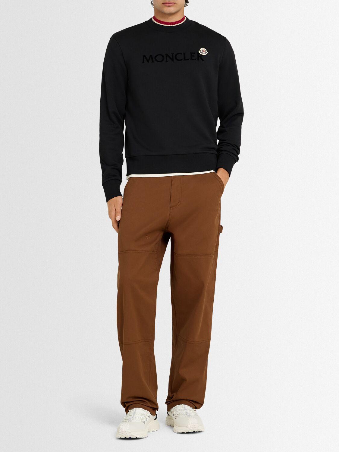 MONCLER Logo Cotton Fleece Crewneck Sweatshirt