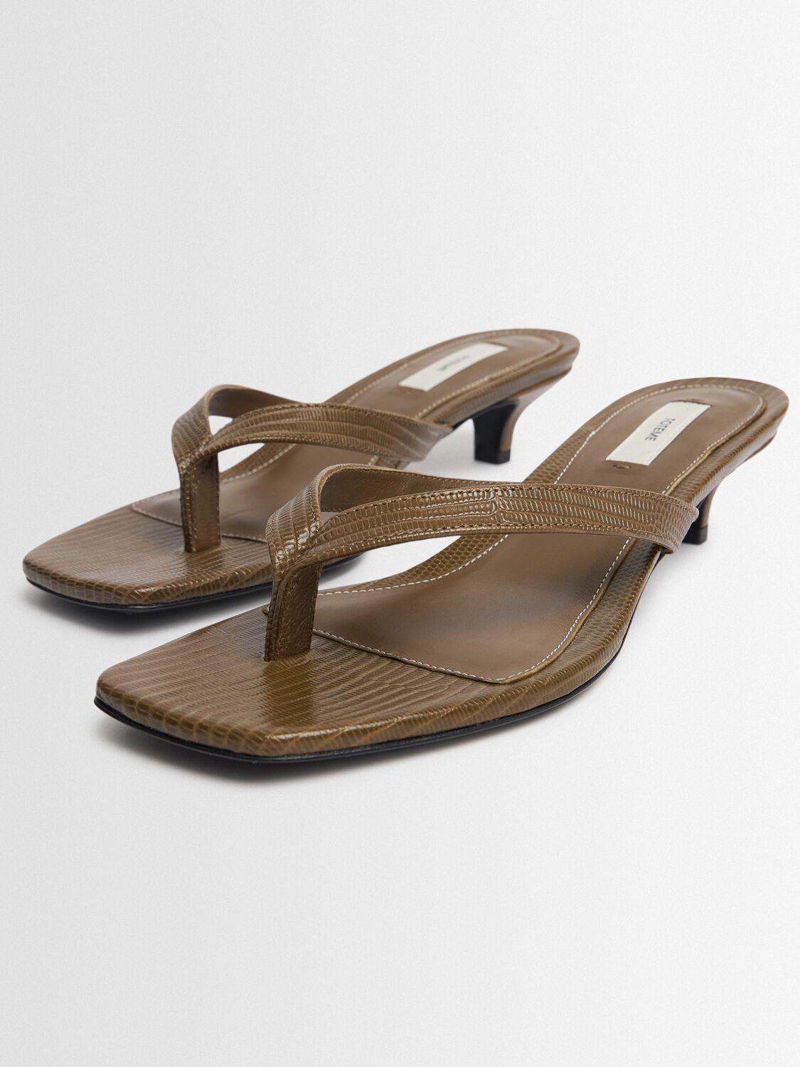 TOTEME Lizard Print Leather Thong Sandals