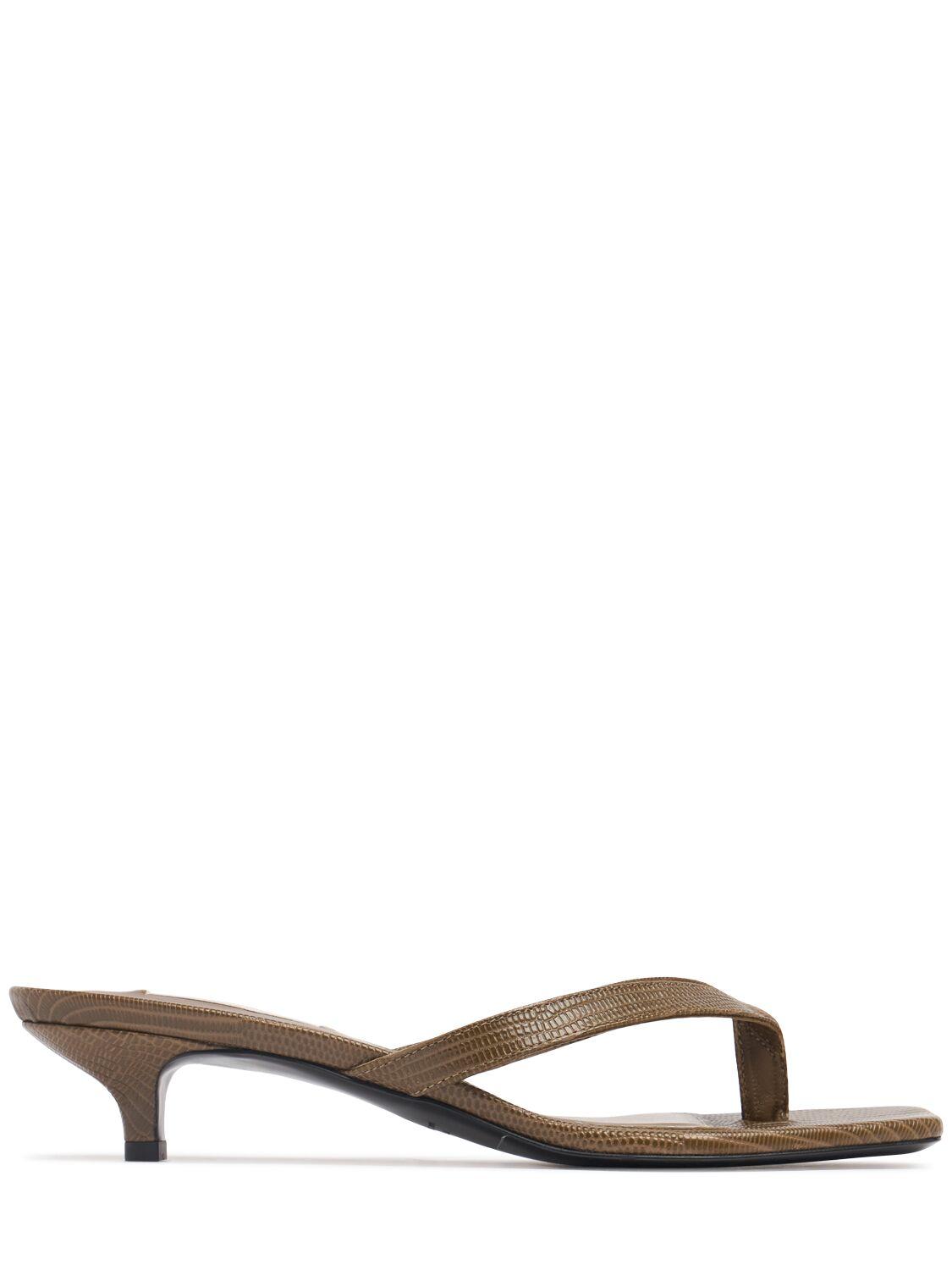 TOTEME Lizard Print Leather Thong Sandals