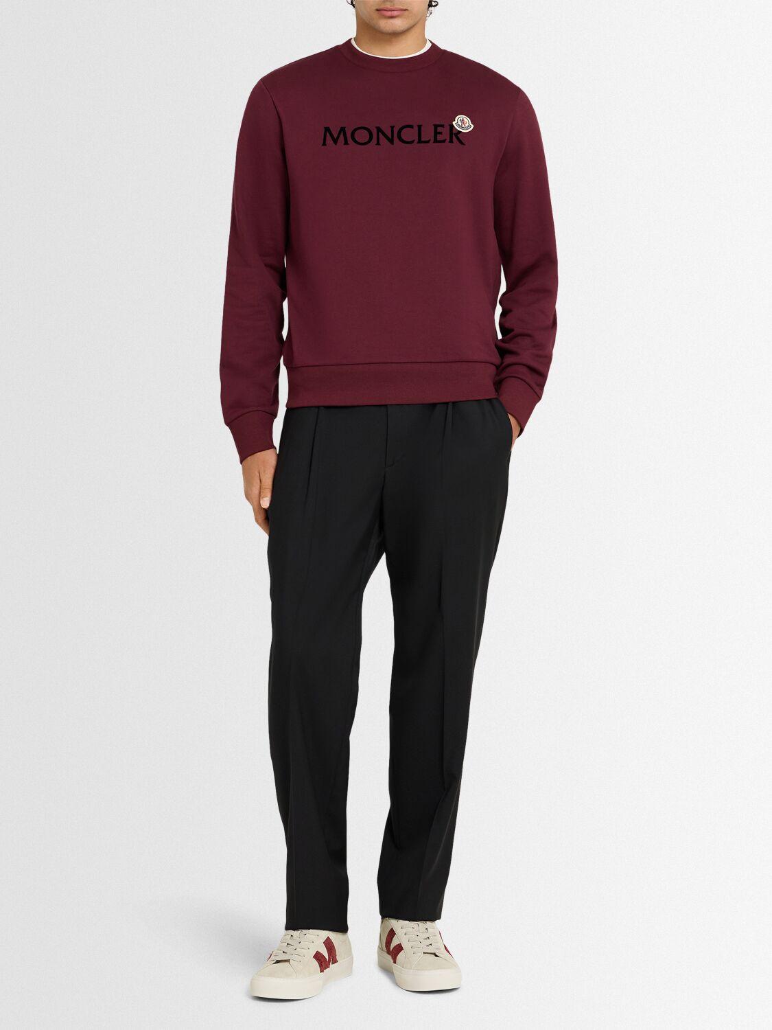 MONCLER Logo Cotton Fleece Crewneck Sweatshirt