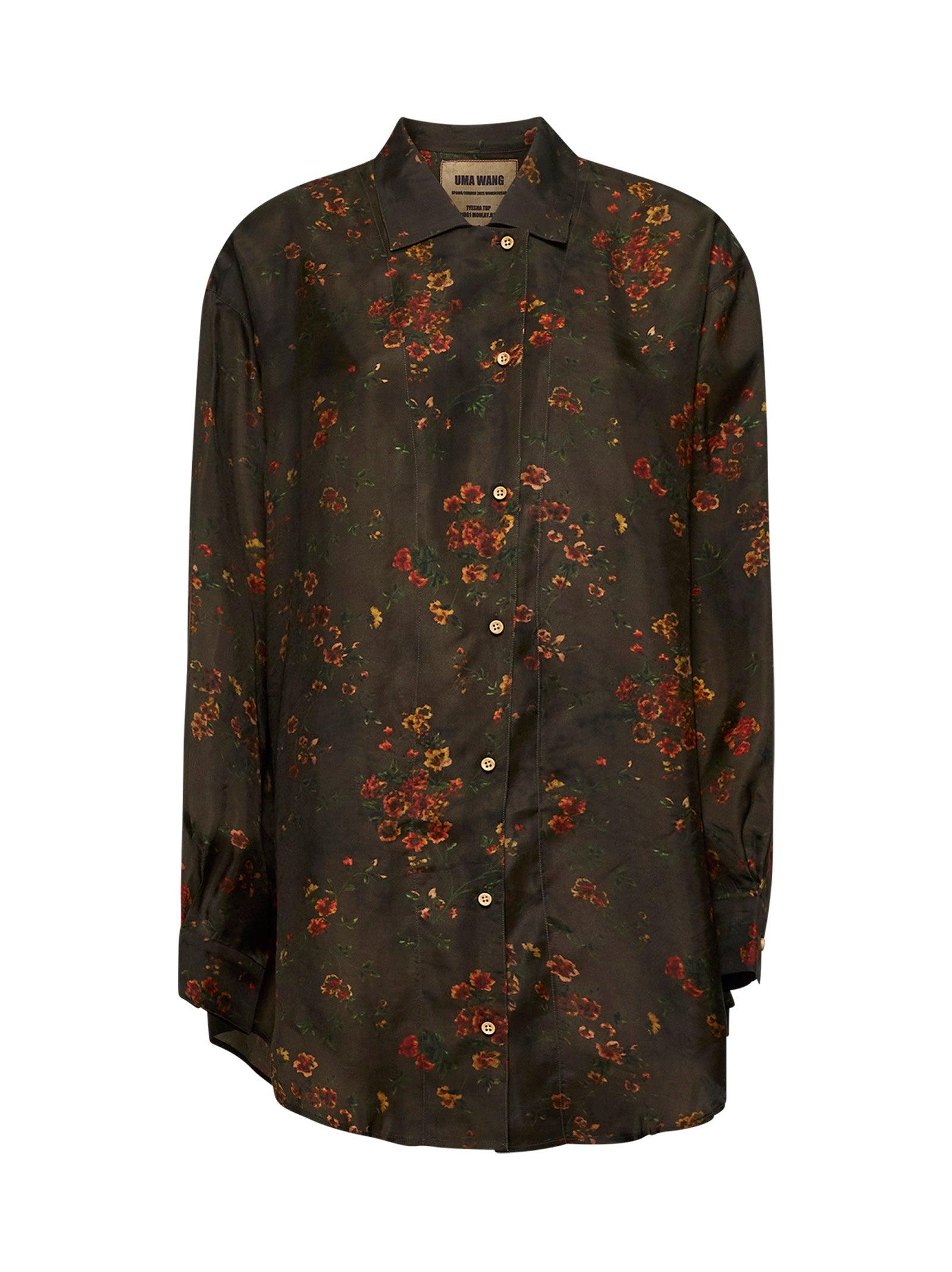 UMA WANG Brown Twill Tyesha Printed Shirt