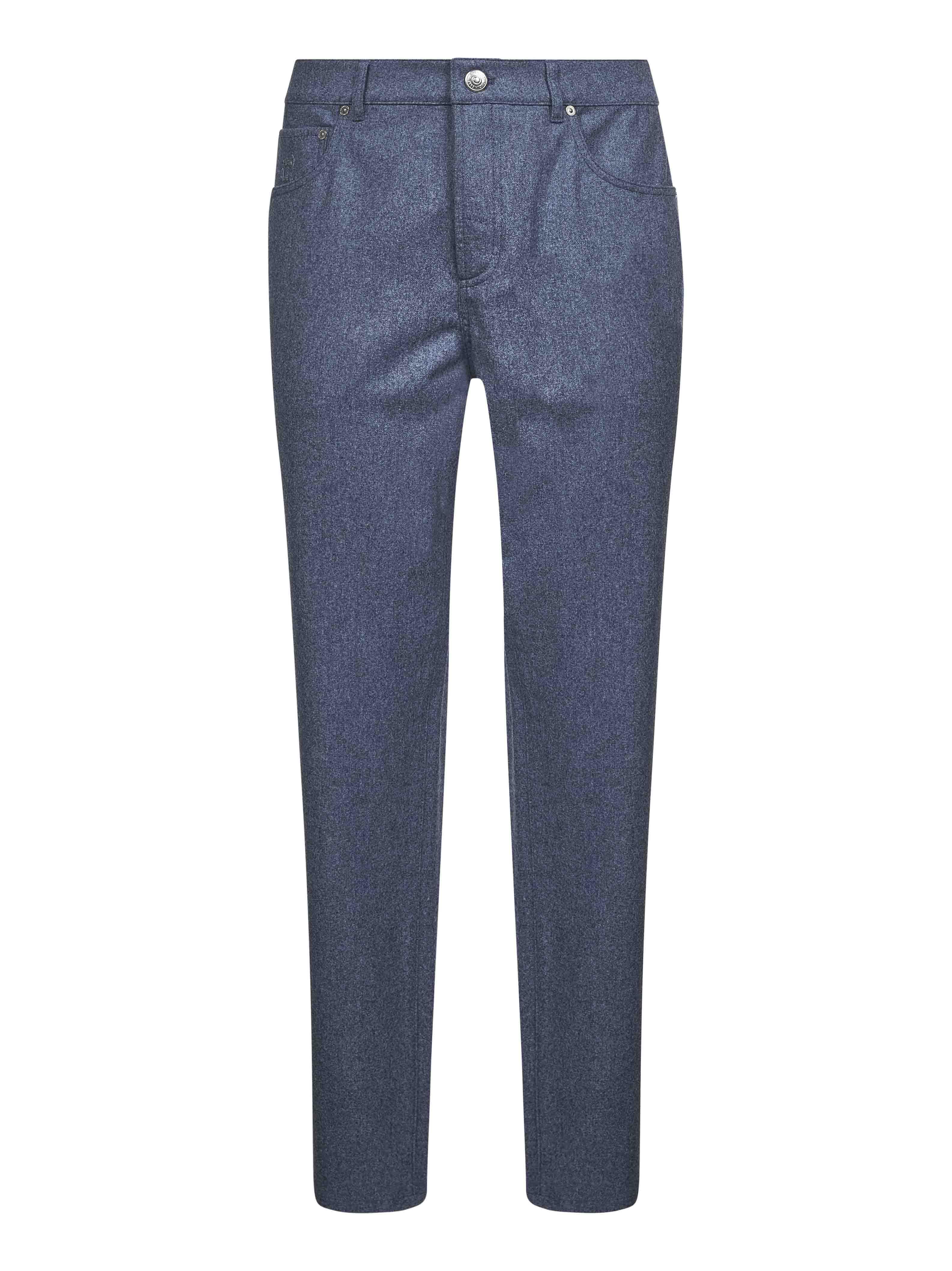 BRUNELLO CUCINELLI Light Blue Virgin Wool Flannel Trousers
