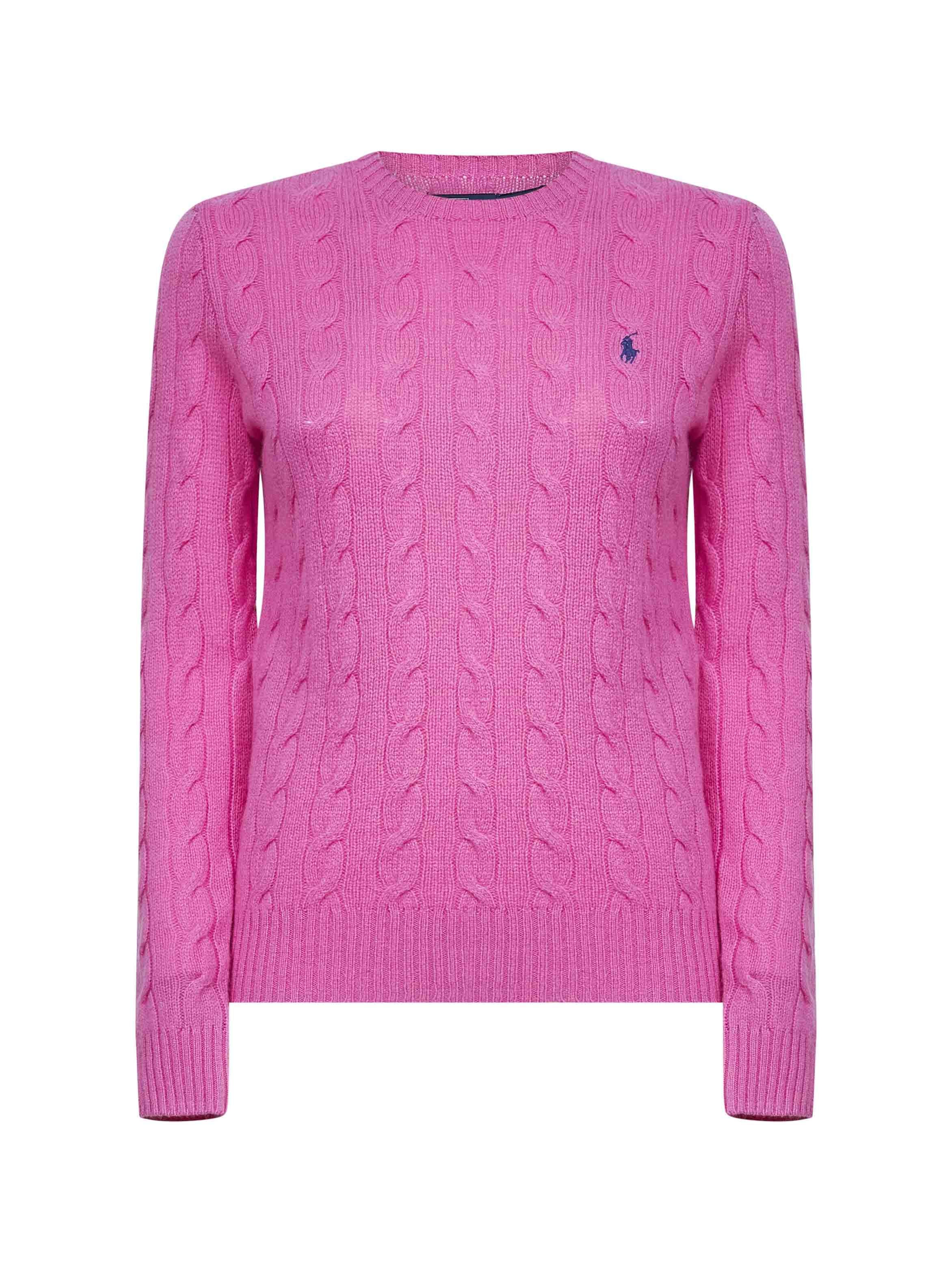 POLO RALPH LAUREN Pink Cable Knit Wool and Cashmere Sweater