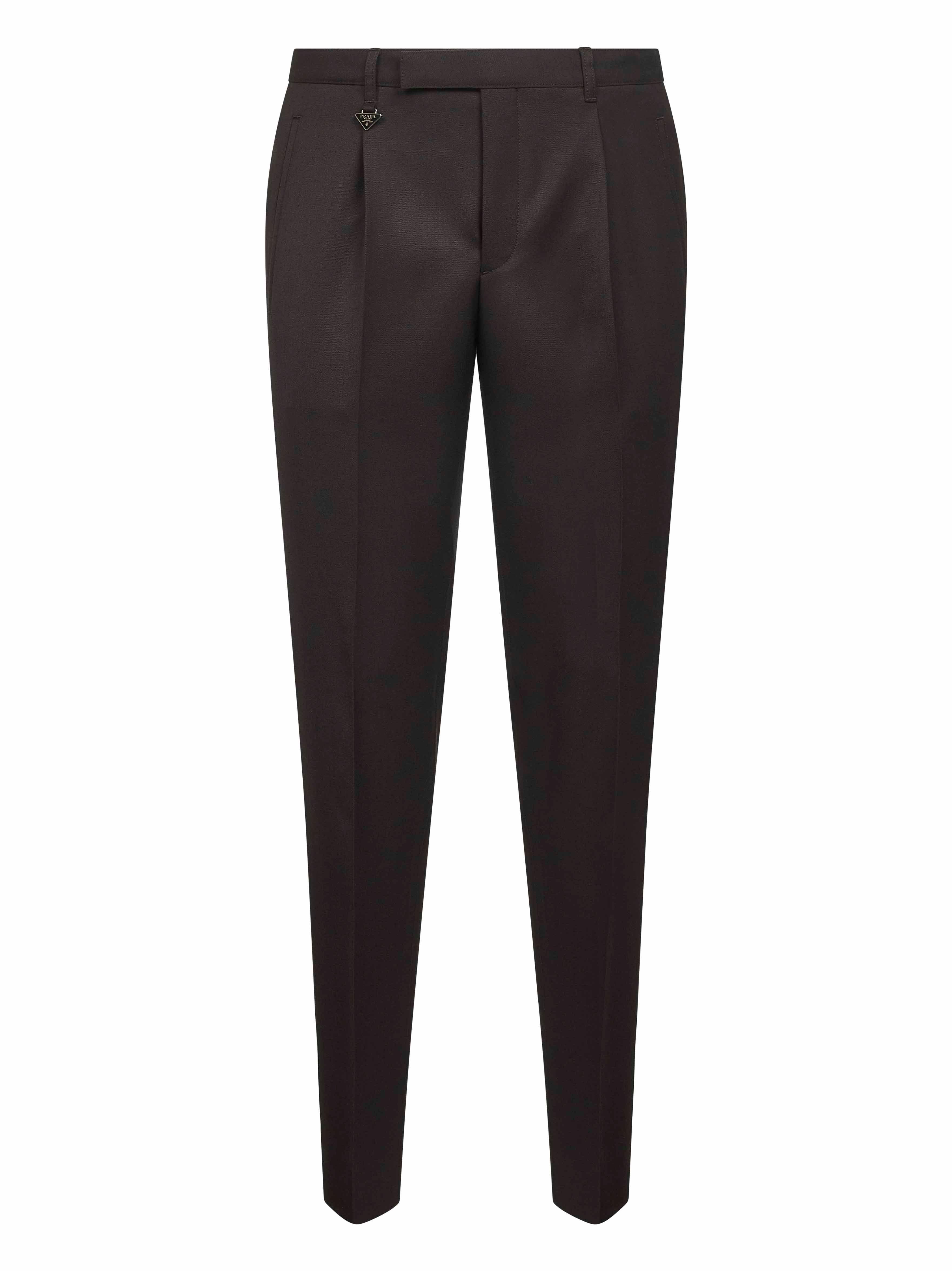 PRADA ABBIGLIAMENTO Brown Virgin Wool Slim Trousers