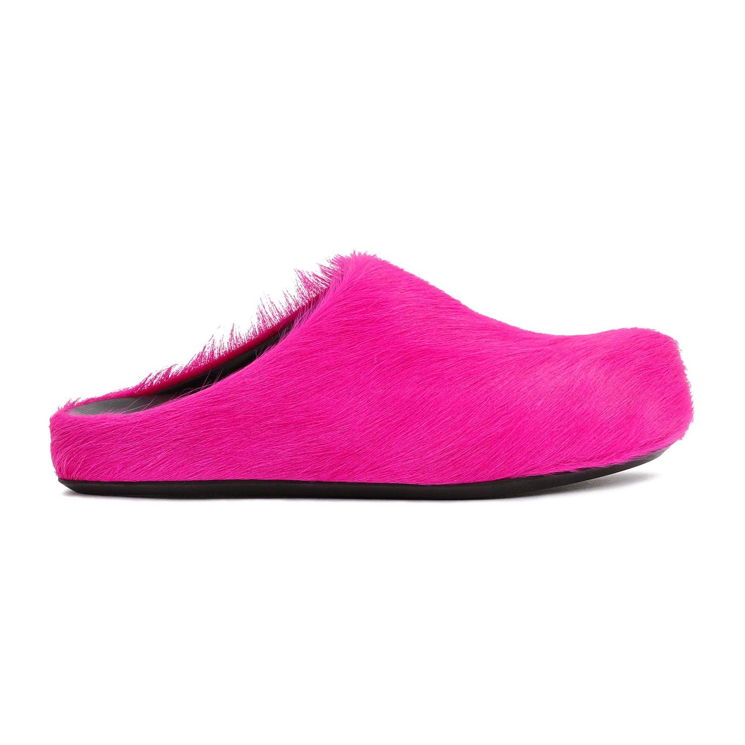 Women's Marni Calf Hair Fussbett Mules in Pink & Purple