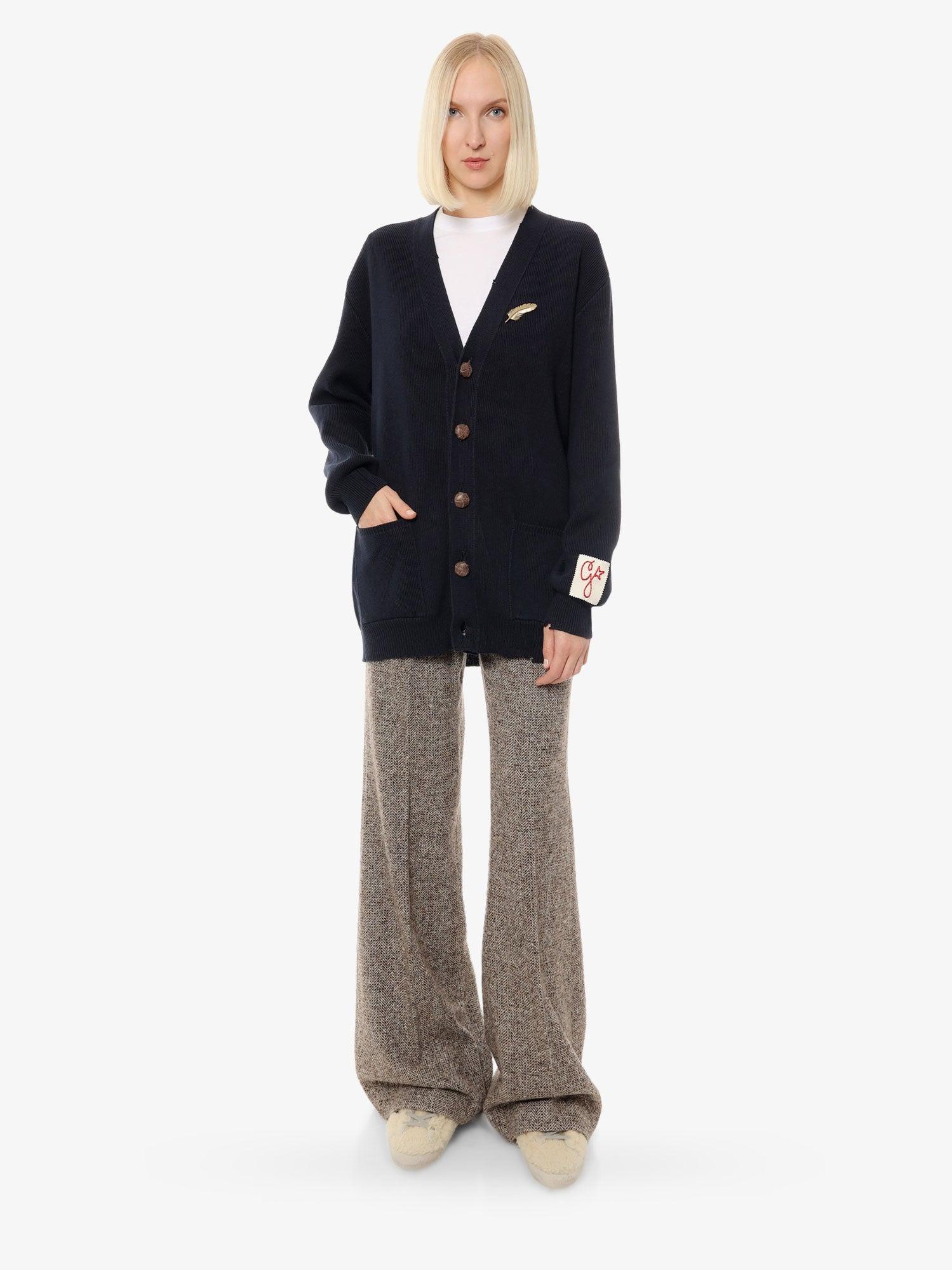 GOLDEN GOOSE DELUXE BRAND Cotton Cardigan with Brooch Detail