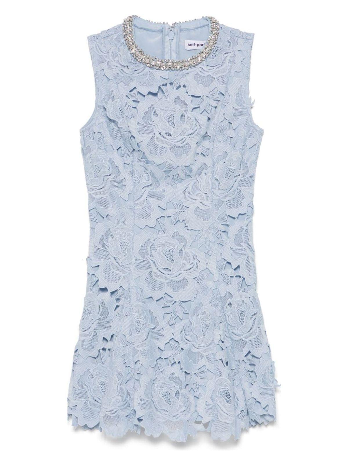 Self-Portrait Women's Lace Mini Dress in Clear Blue