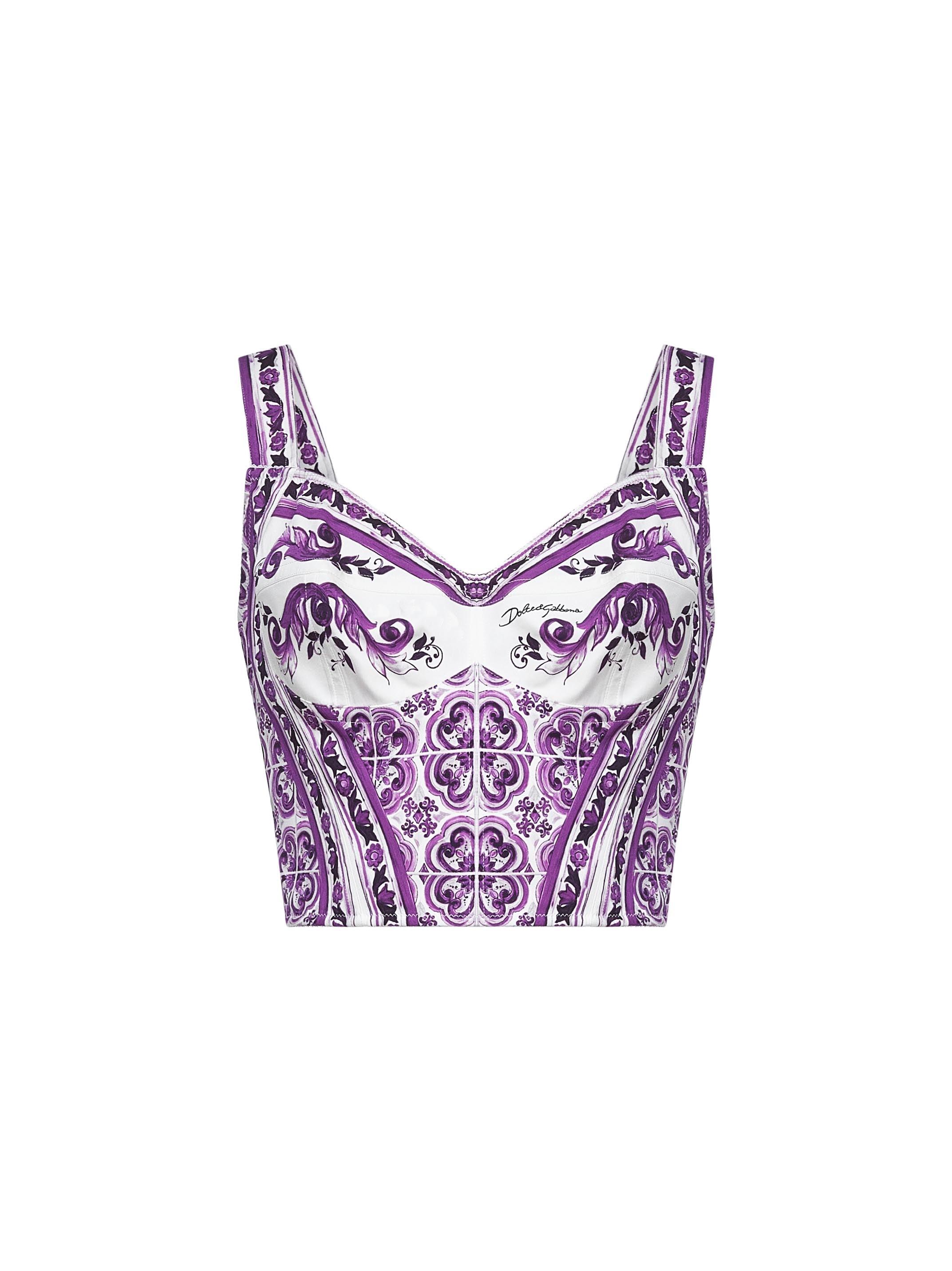 DOLCE & GABBANA Maiolica Print Corset Bustier Top