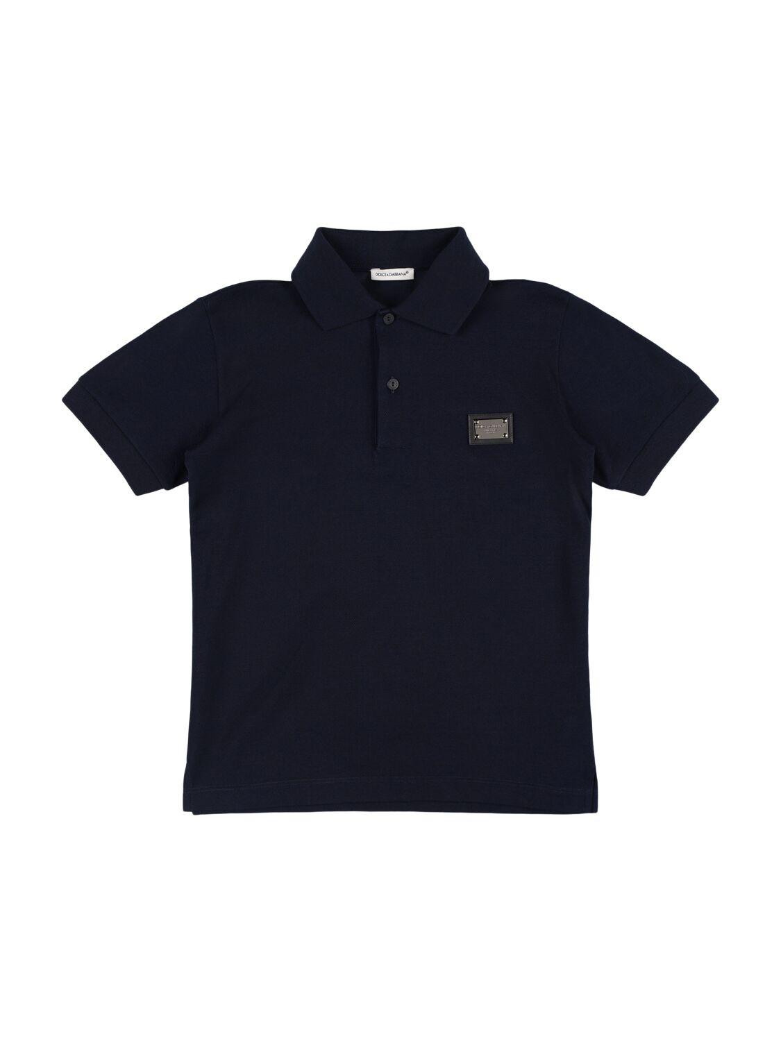 DOLCE & GABBANA Cotton Piqué Polo Shirt with Logo