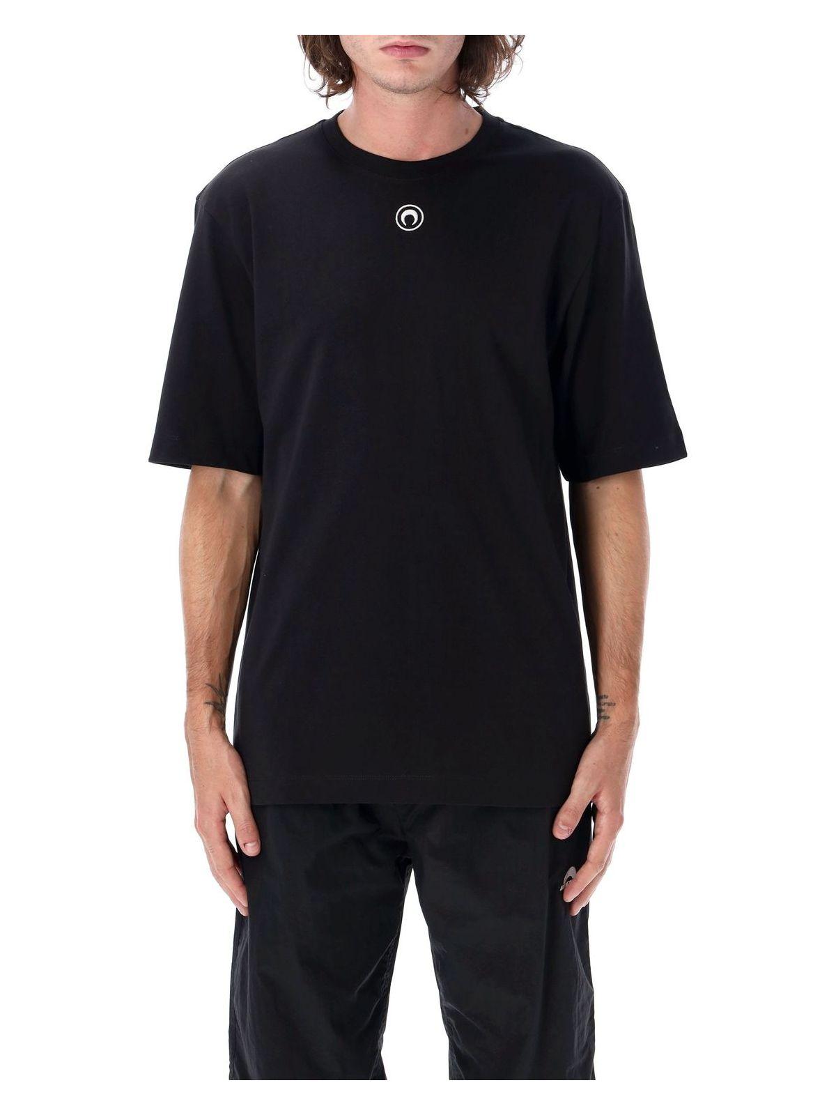 Marine Serre Organic Cotton Plain T-Shirt in Black