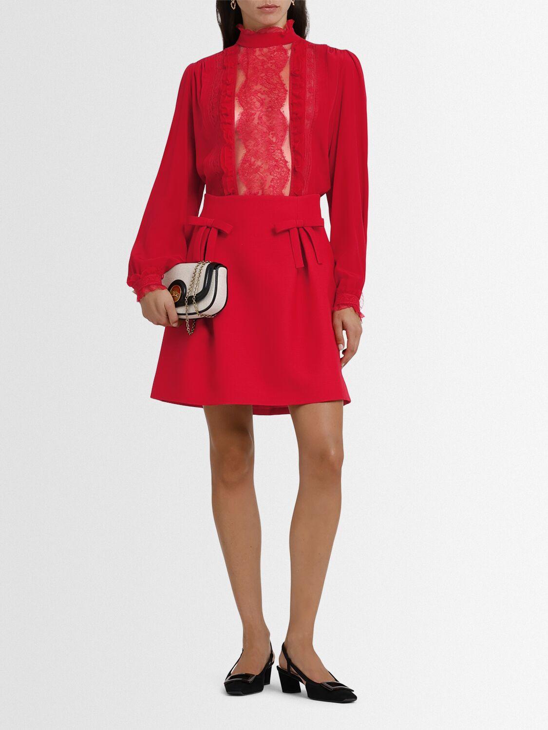 VALENTINO Crepe De Chine Lace Shirt