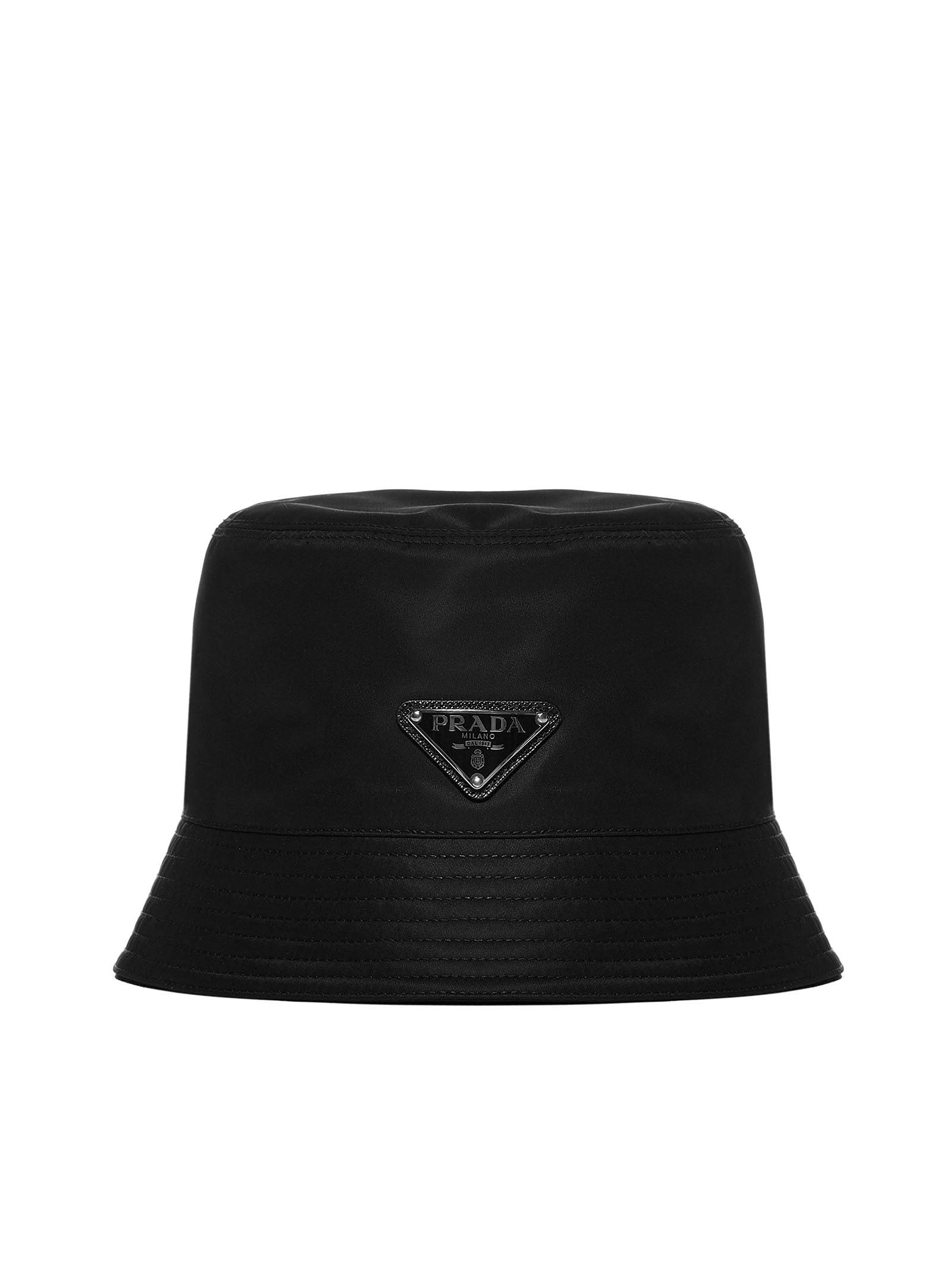 PRADA ACCESSORI PELLETTERIA Black Bucket Hat in Re-Nylon