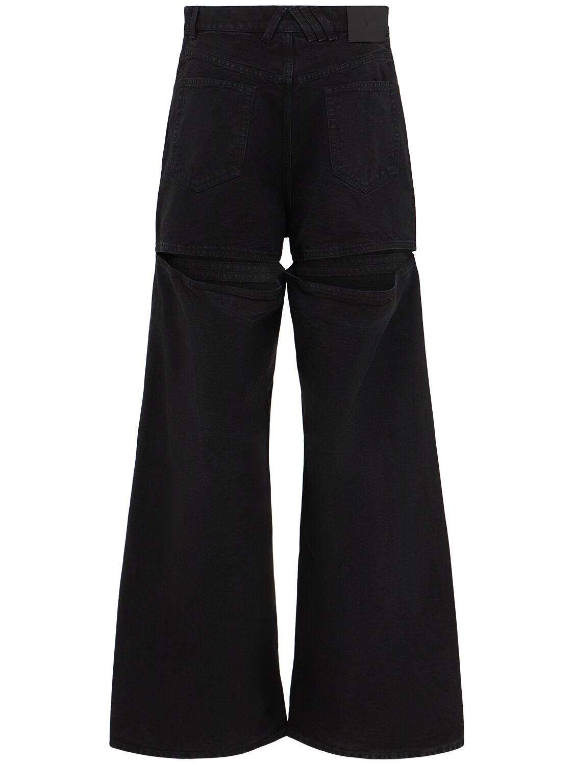 THE ATTICO Washed Canvas Cutout Wide Jeans