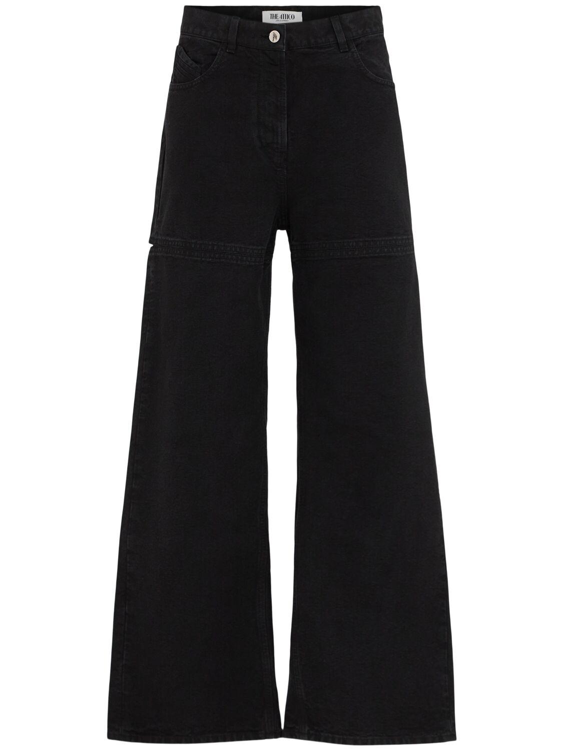 THE ATTICO Washed Canvas Cutout Wide Jeans