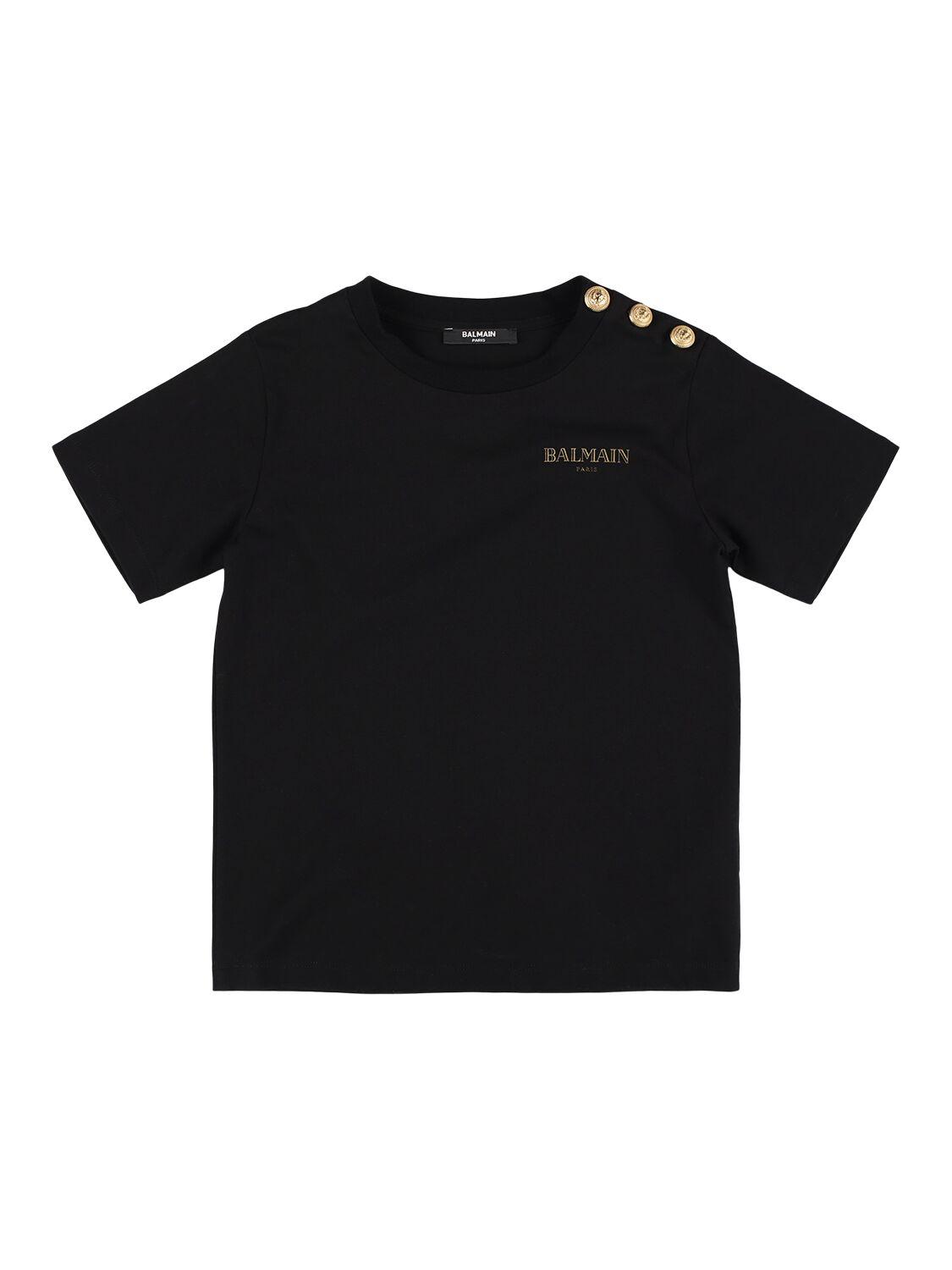 BALMAIN Cotton Jersey T-shirt with Logo