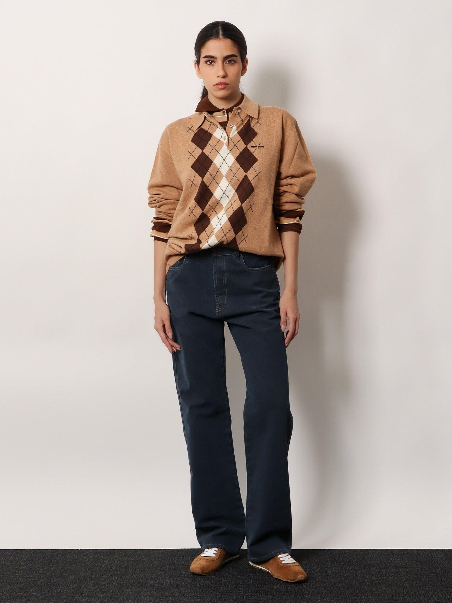 Cashmere Polo Shirt with Miu Miu Embroidery