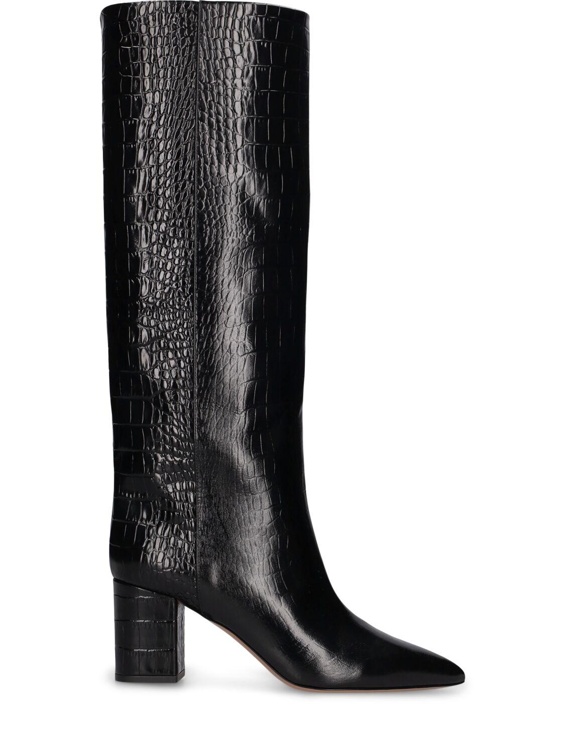 PARIS TEXAS Anja Croc Embossed Tall Boots