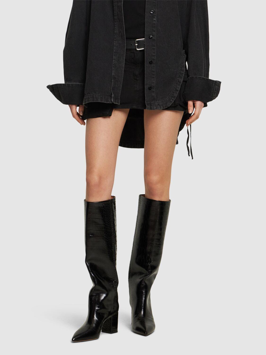 PARIS TEXAS Anja Croc Embossed Tall Boots