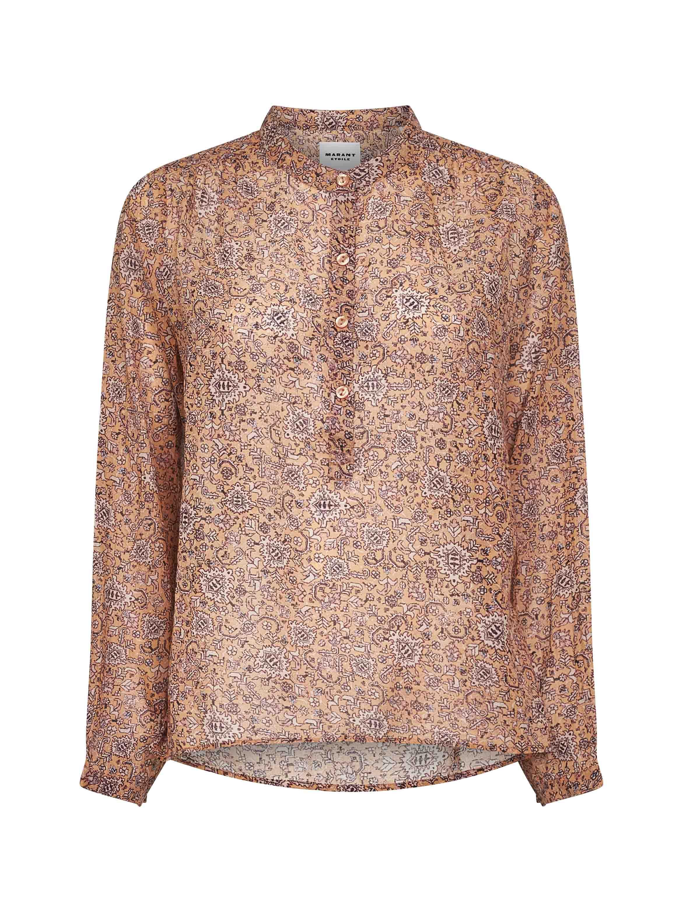 MARANT ETOILE Rust Printed Cotton Voile Maria Blouse