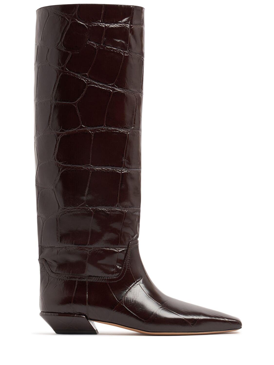 PARIS TEXAS Bettina Croc Embossed Boots