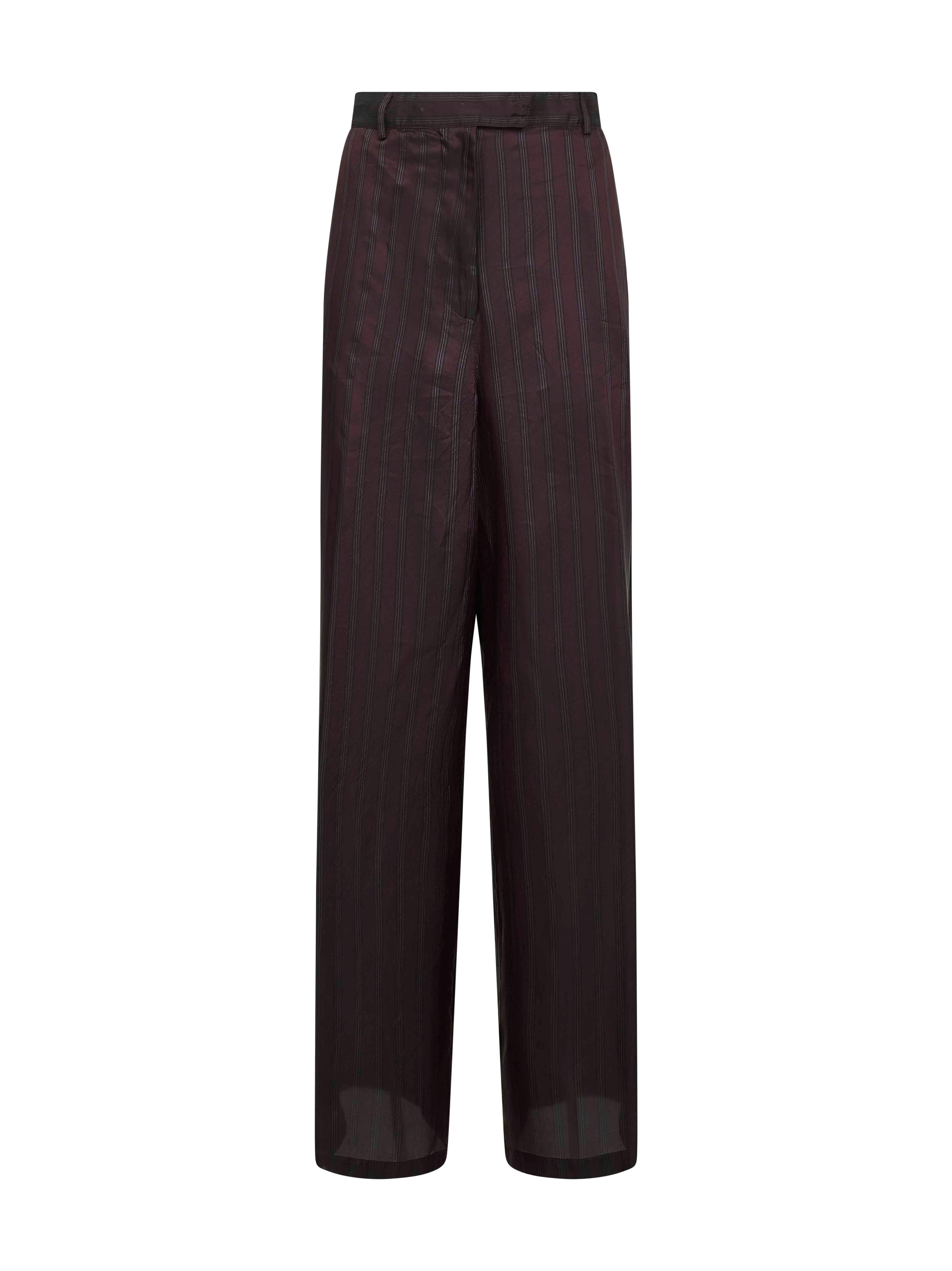 Dries Van Noten Brown Striped Cupro Wide-Leg Trousers