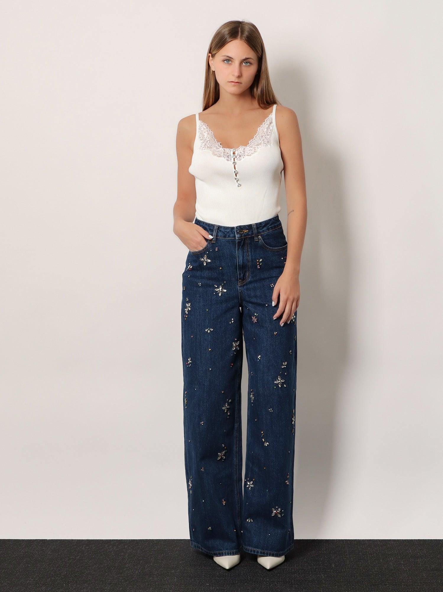 SELF PORTRAIT White viscose rib knit top