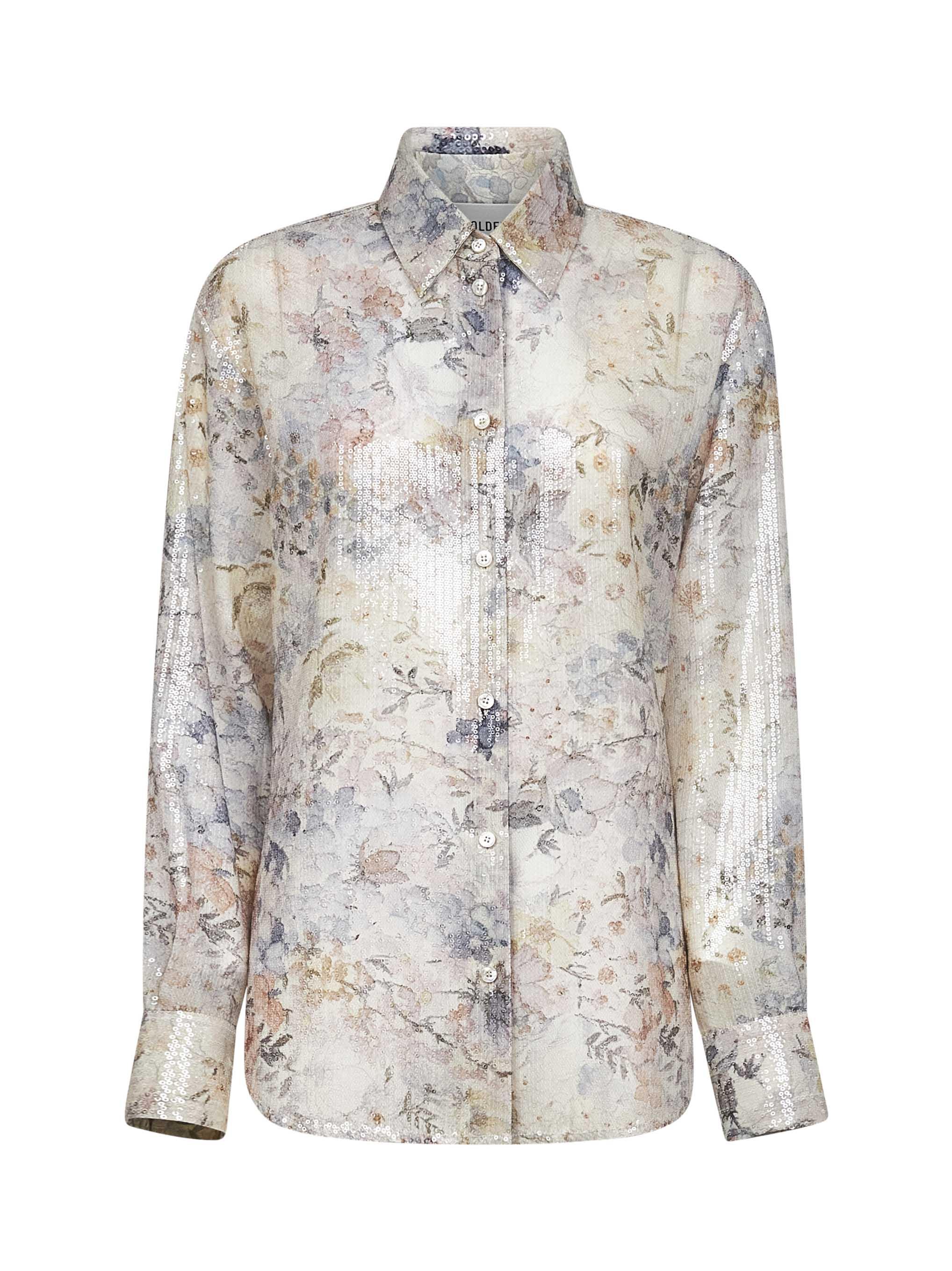 Golden Goose Sequin-embroidered Floral Print Fabric Journey Shirt