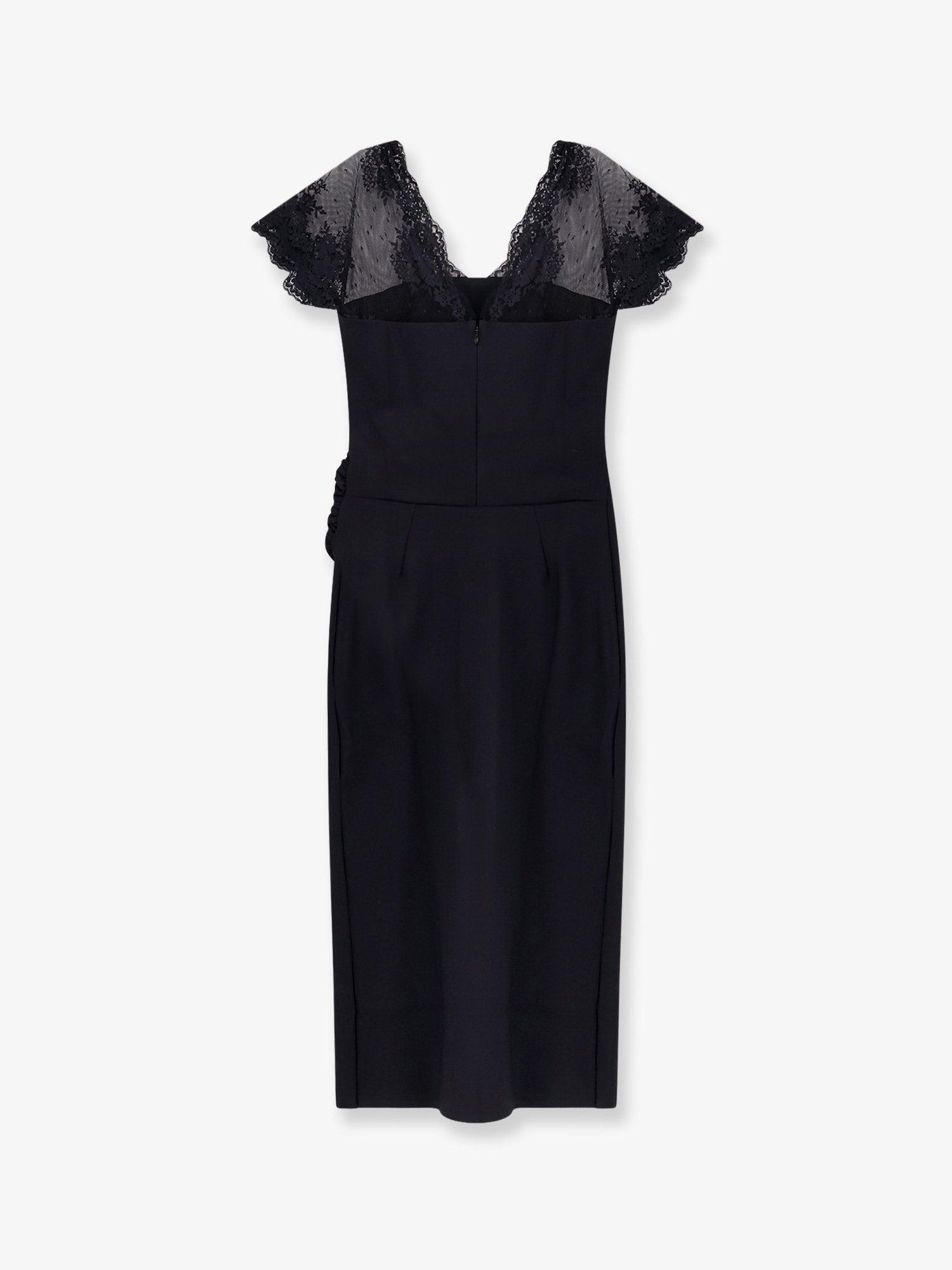CHIARA BONI Genic Satin Pencil Dress with Lace Insert