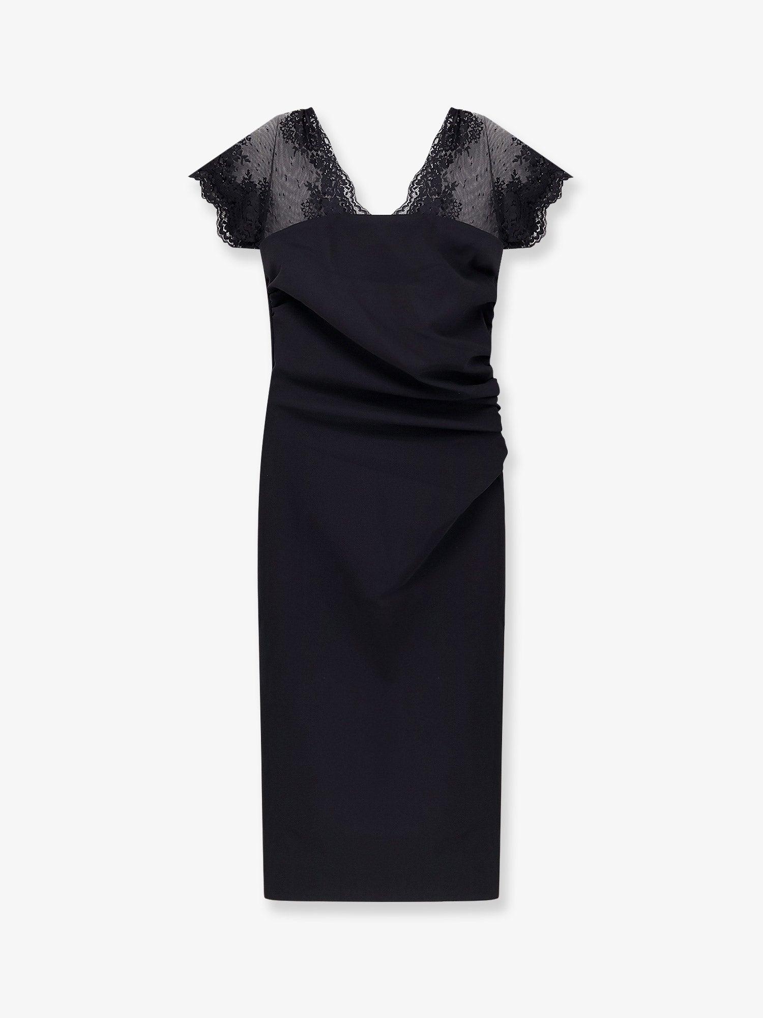 CHIARA BONI Genic Satin Pencil Dress with Lace Insert