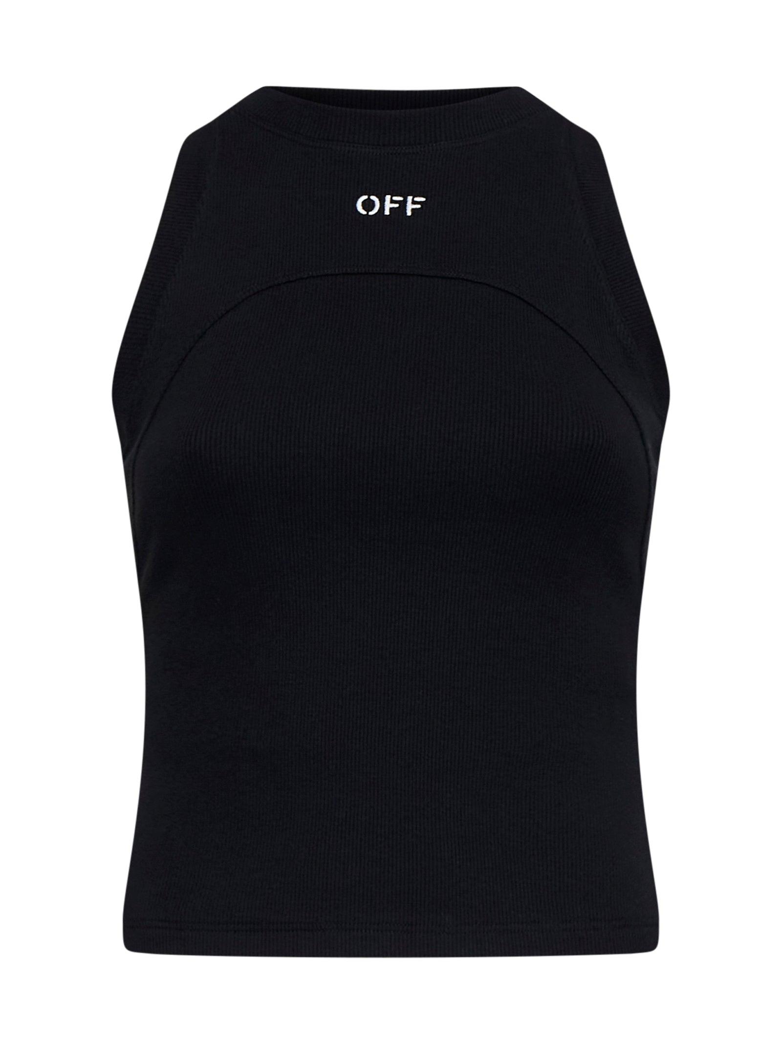 Off-White Cotton Tank Top with Logo