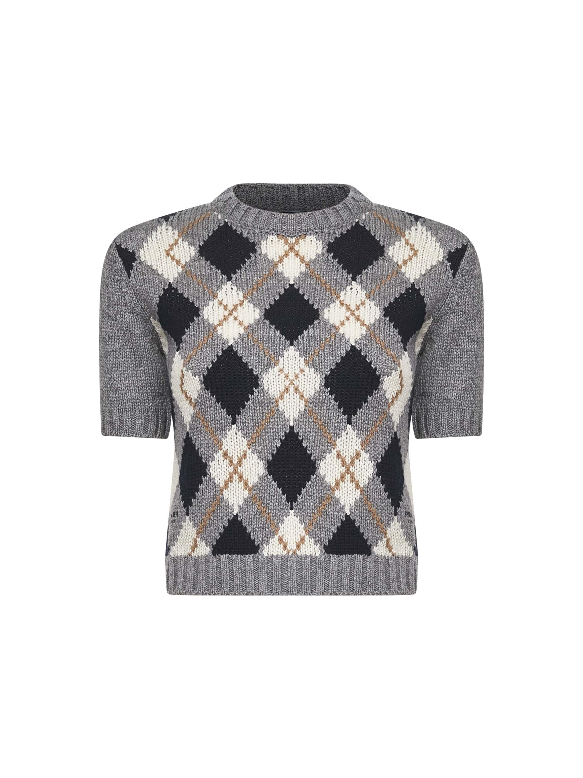 PRADA ABBIGLIAMENTO Grey Cashmere Cropped Sweater