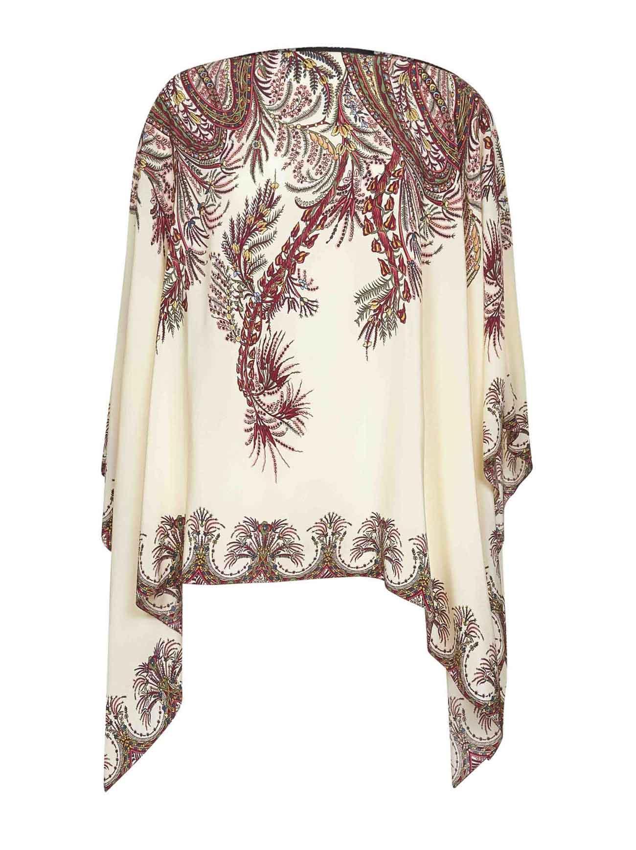ETRO Paisley print silk crêpe de Chine poncho top