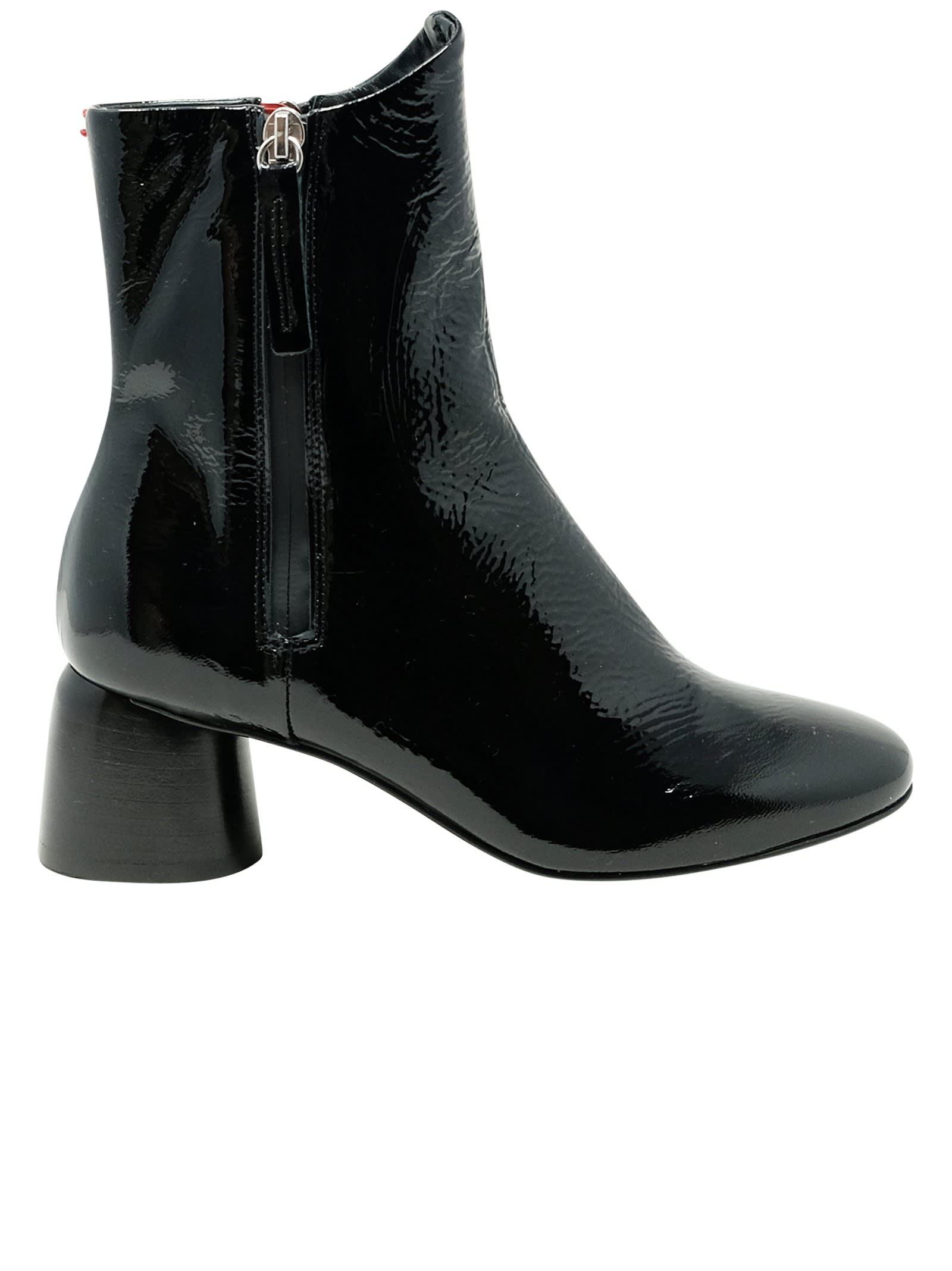 Halmanera Patent Leather Plum Ankle Boots