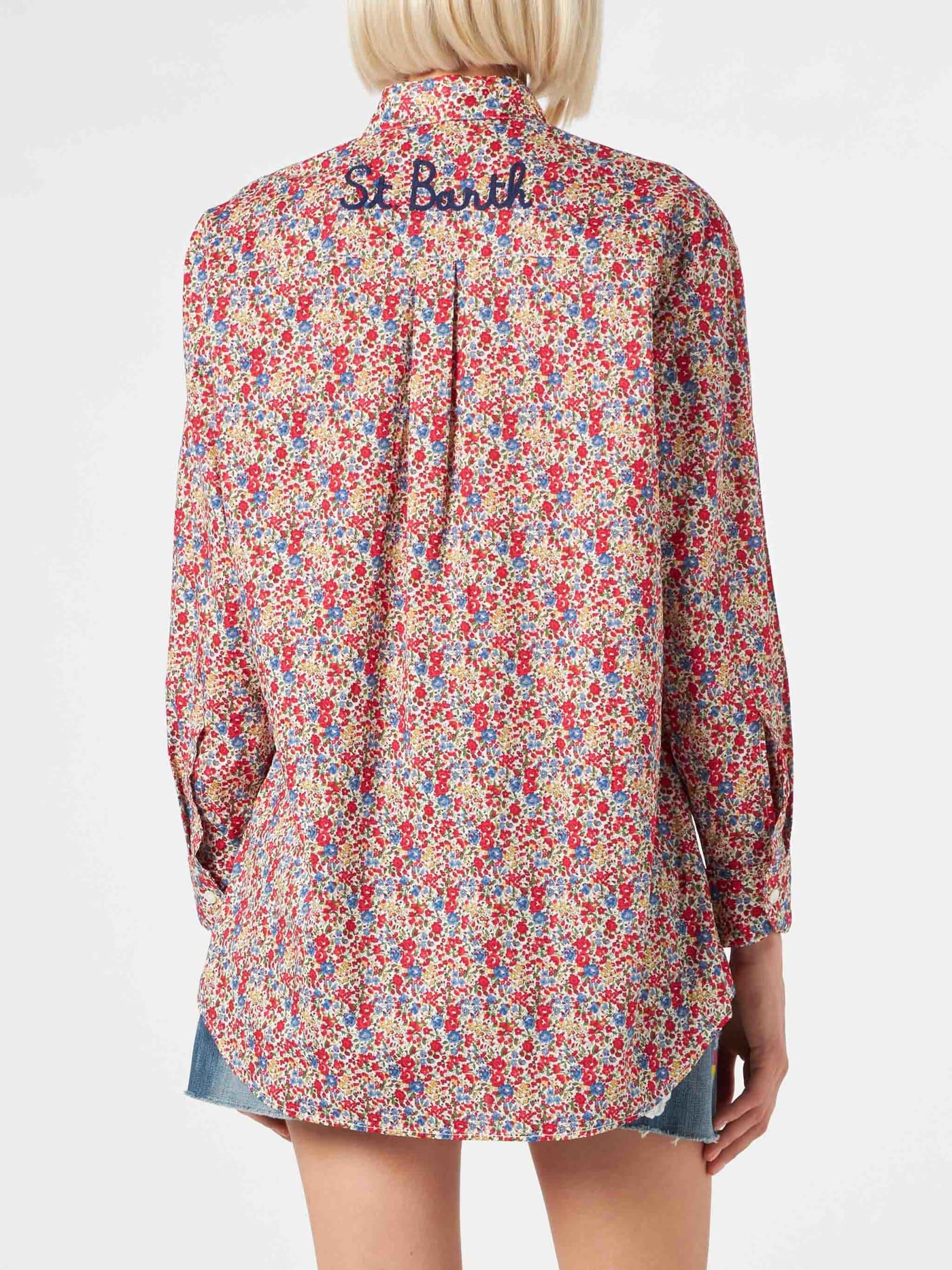 MC2 SAINT BARTH Brigitte Cotton Shirt With Flower Print Made With Liberty Fabric